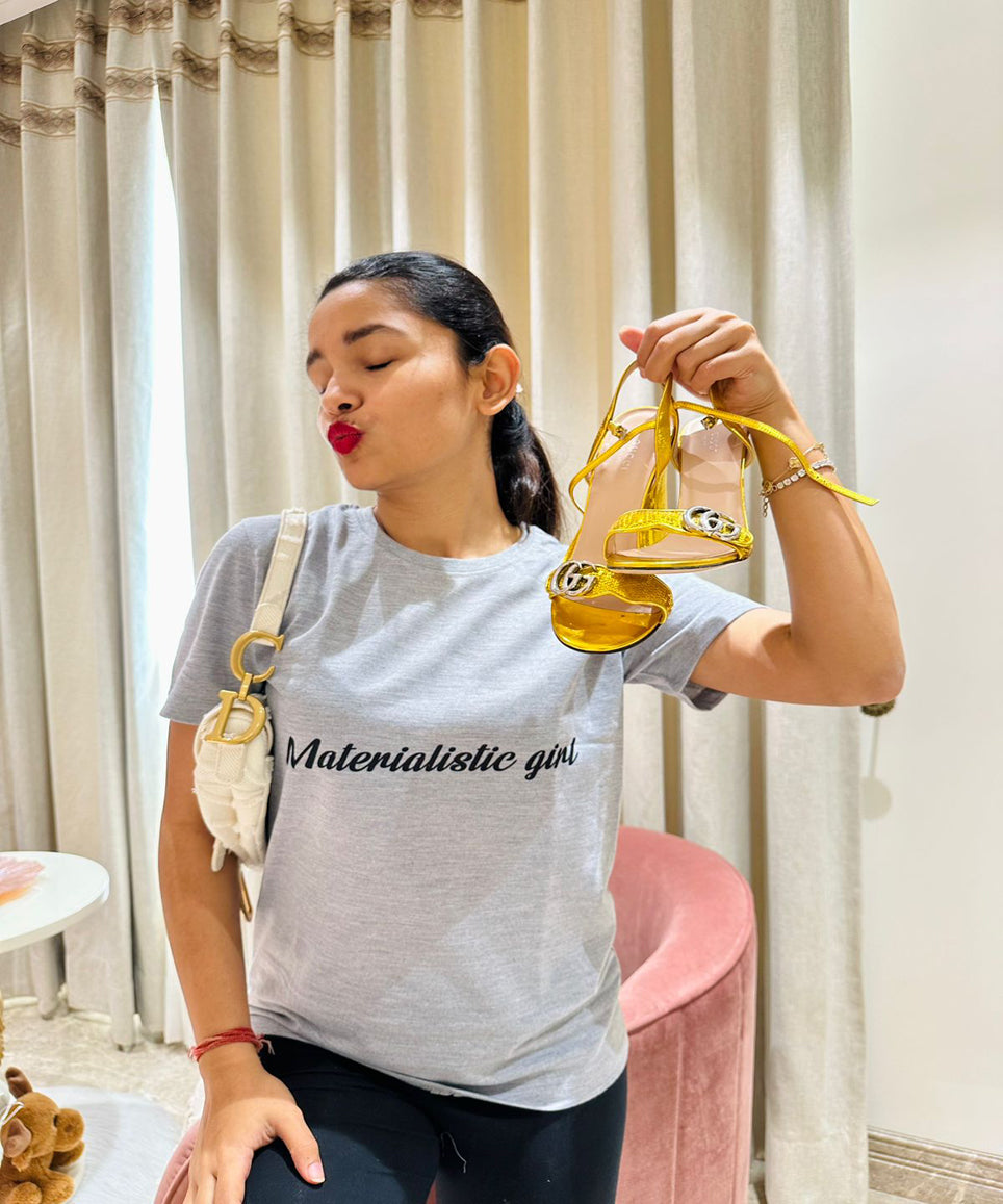 MATERIALISTIC GIRL PRINTED T-SHIRT