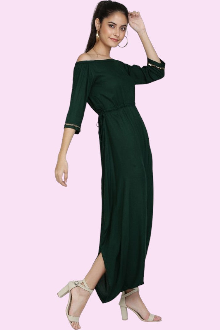 LUXURY COTTON FOREST GREEN JUMPSUIT FOR WOMEN