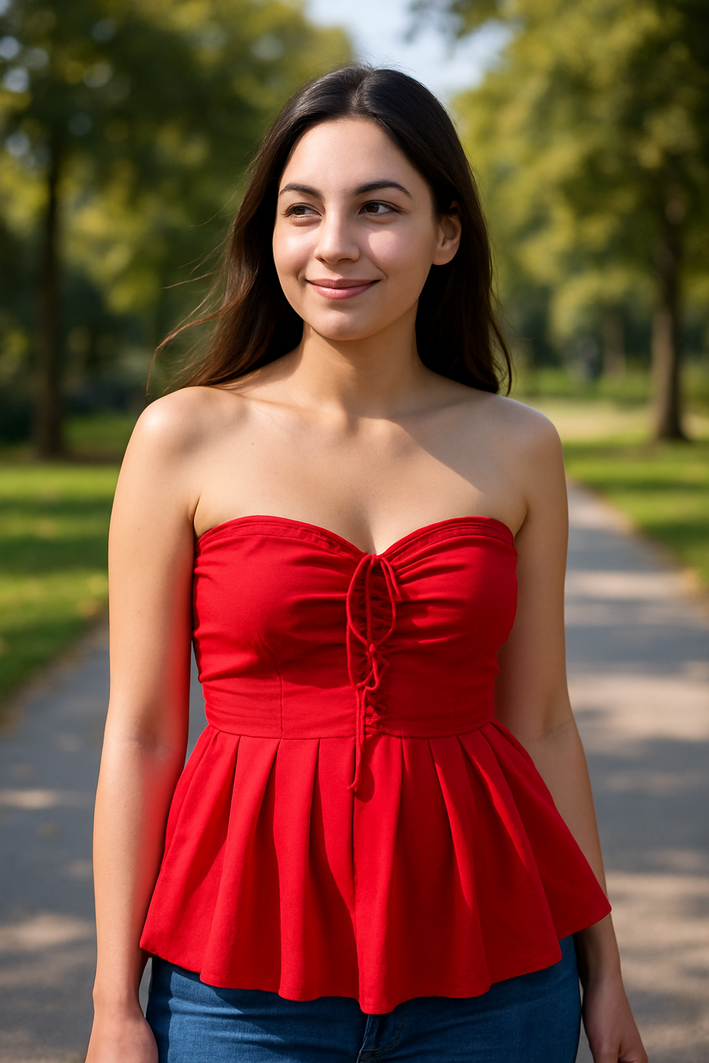 Grace Cold Shoulder Sleeves Striped Women Red Top