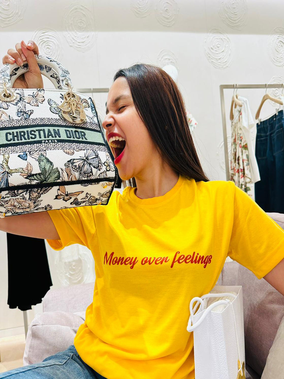 YELLOW PRINTED T-SHIRT FOR WOMEN