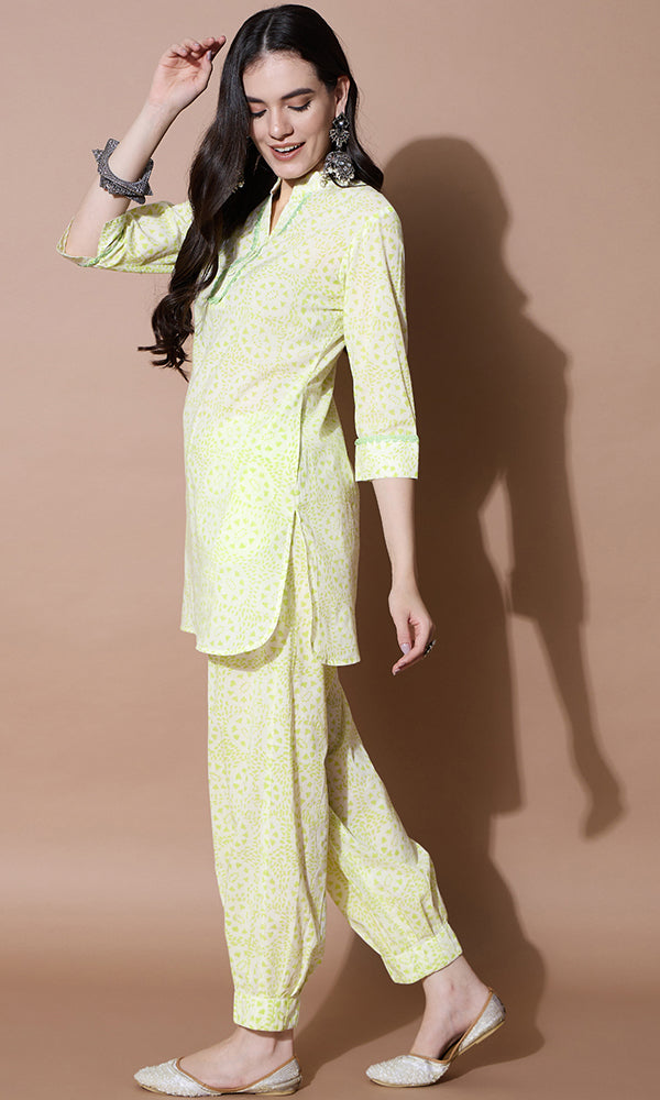 Neon Floral Print Coord Set for Women