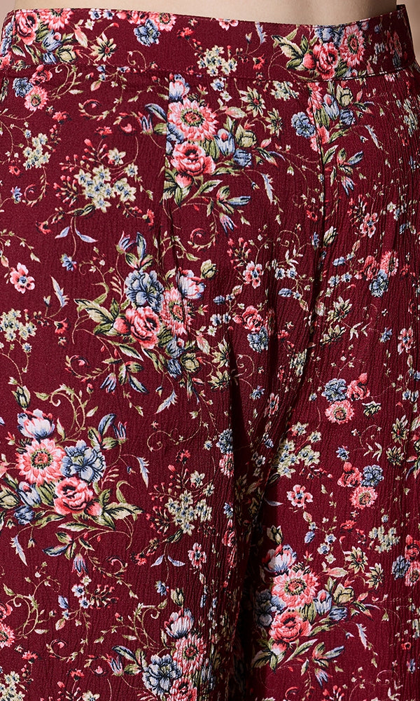 FLORAL PRINTED CROP TOP STYLE COORD SET FOR WOMEN
