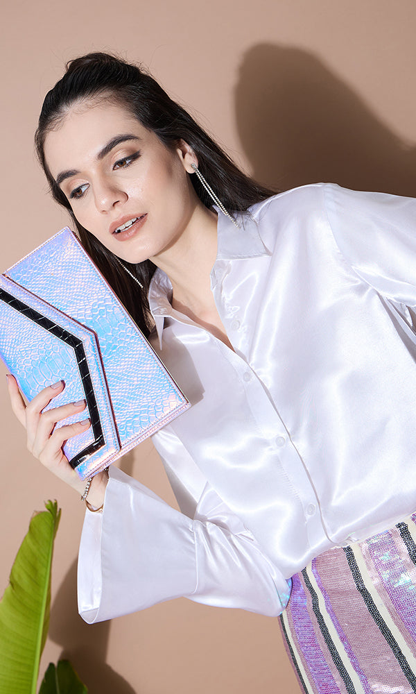 IVORY ELEGANCE SATIN SHIRT FOR WOMEN