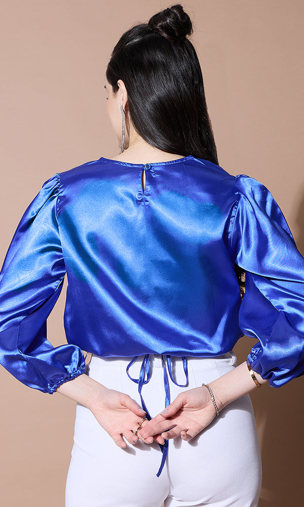SAPPHIRE SILK SATIN TOP FOR WOMEN