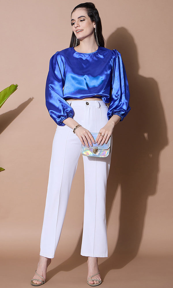 SAPPHIRE SILK SATIN TOP FOR WOMEN