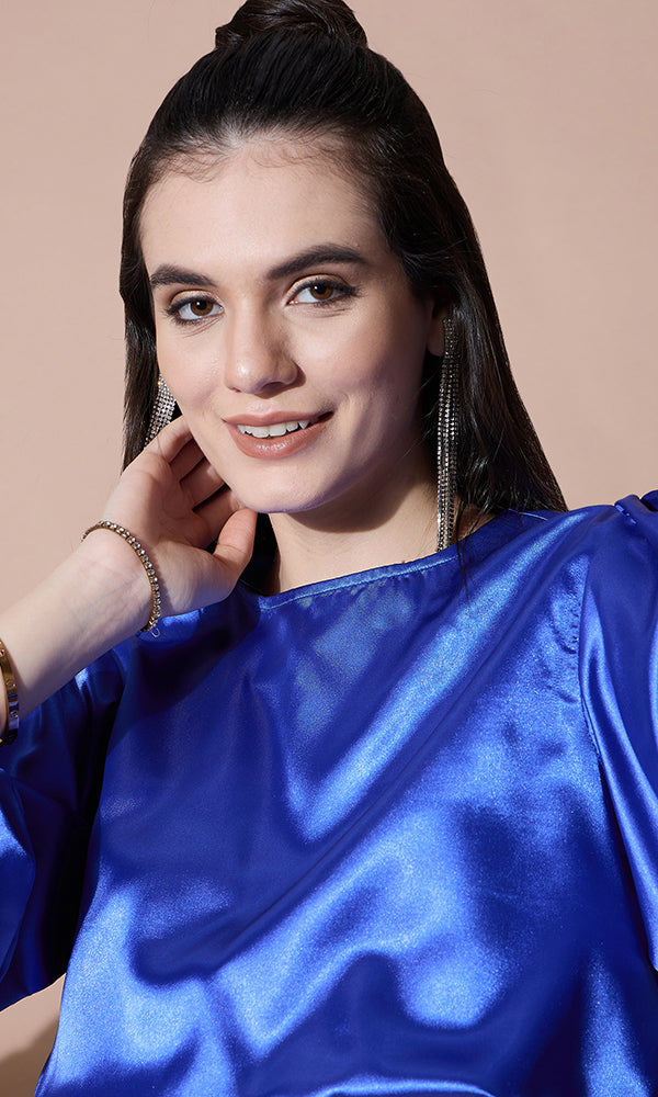 SAPPHIRE SILK SATIN TOP FOR WOMEN