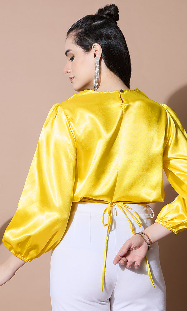 DESIGNER GOLDEN SATIN TOP FOR WOMEN