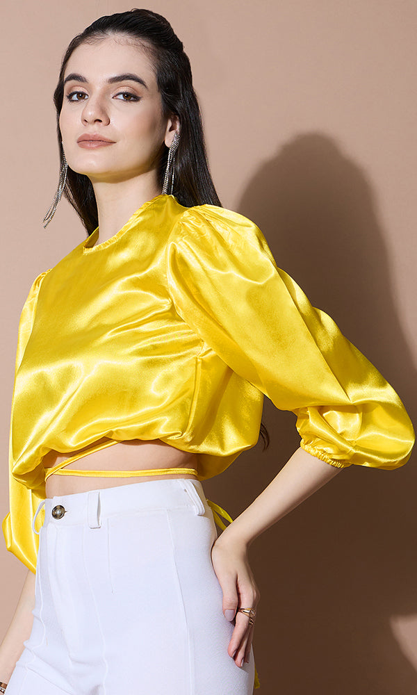 DESIGNER GOLDEN SATIN TOP FOR WOMEN