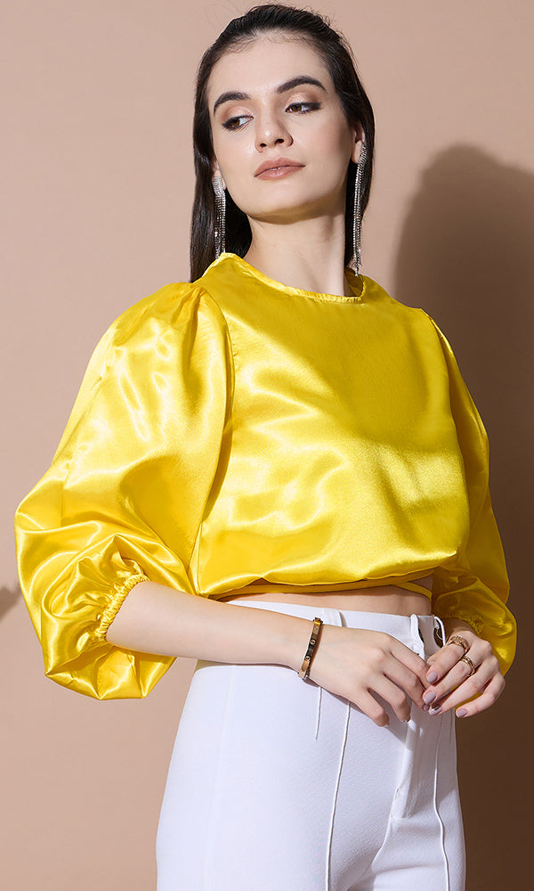 DESIGNER GOLDEN SATIN TOP FOR WOMEN