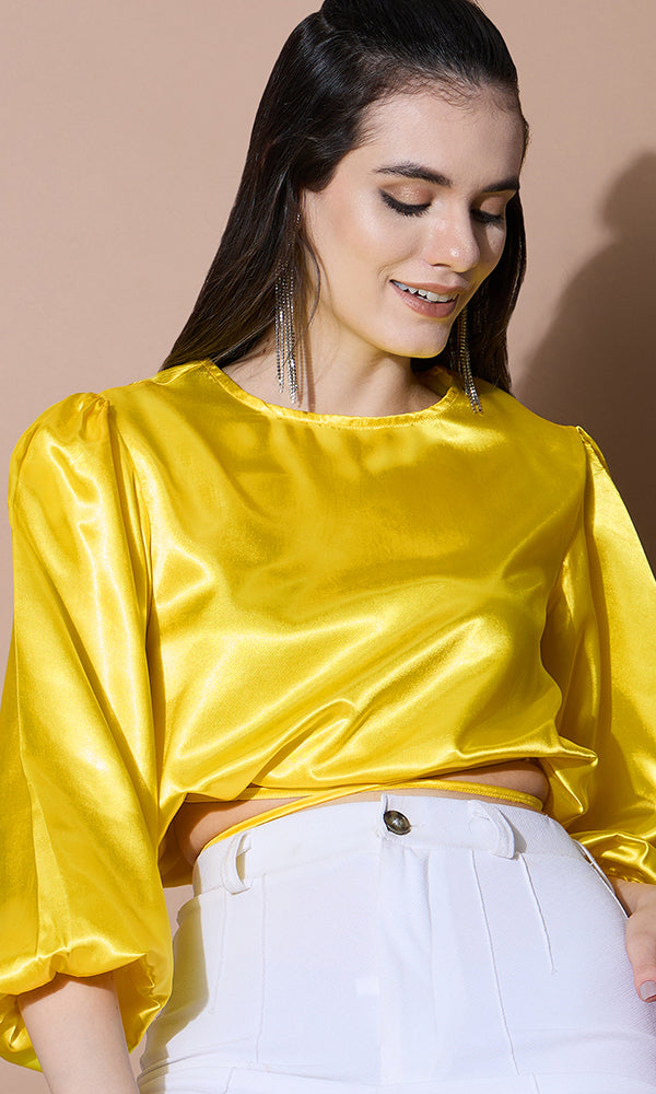 DESIGNER GOLDEN SATIN TOP FOR WOMEN