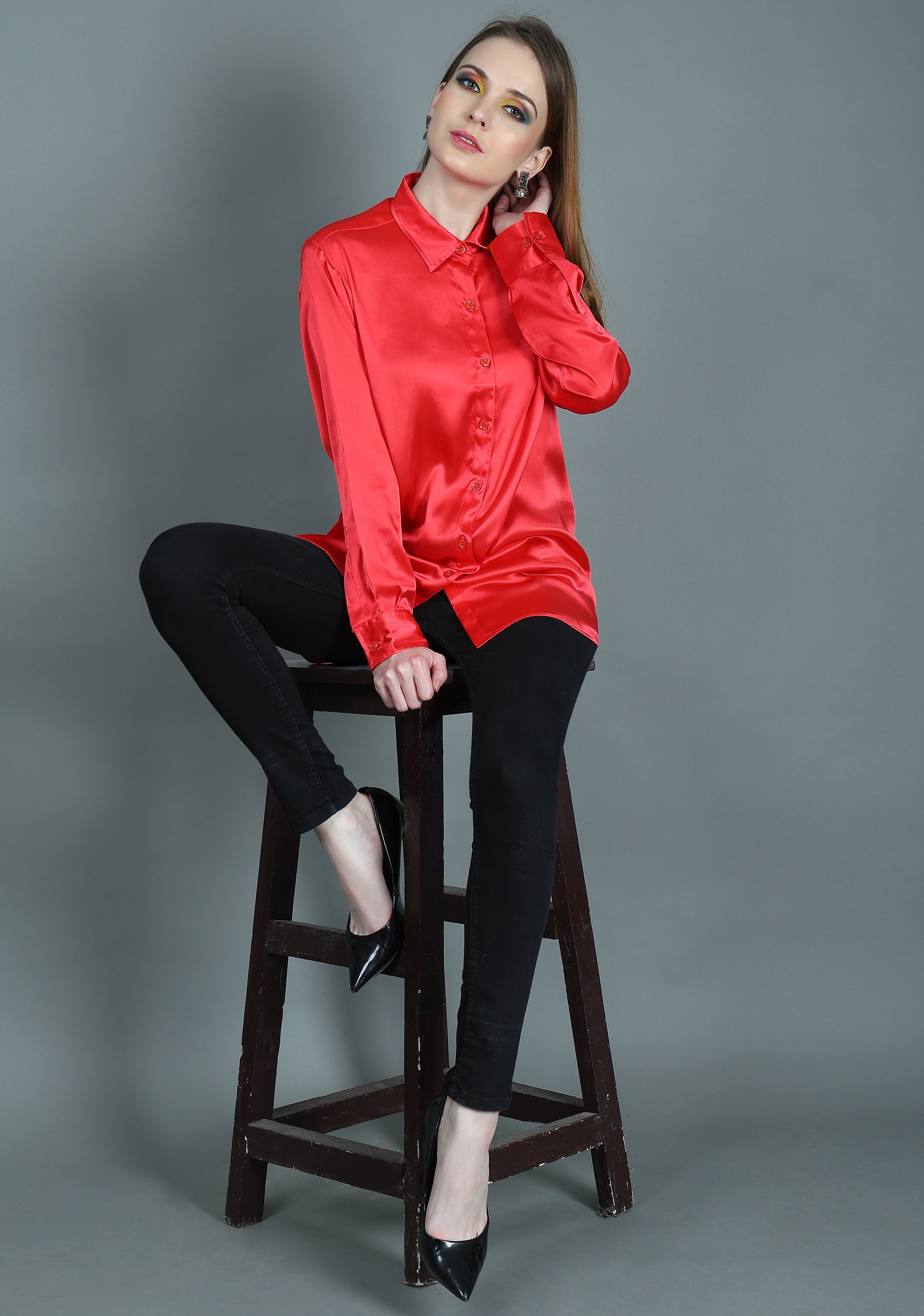 DESIGNER SATIN SHIRT FOR WOMEN