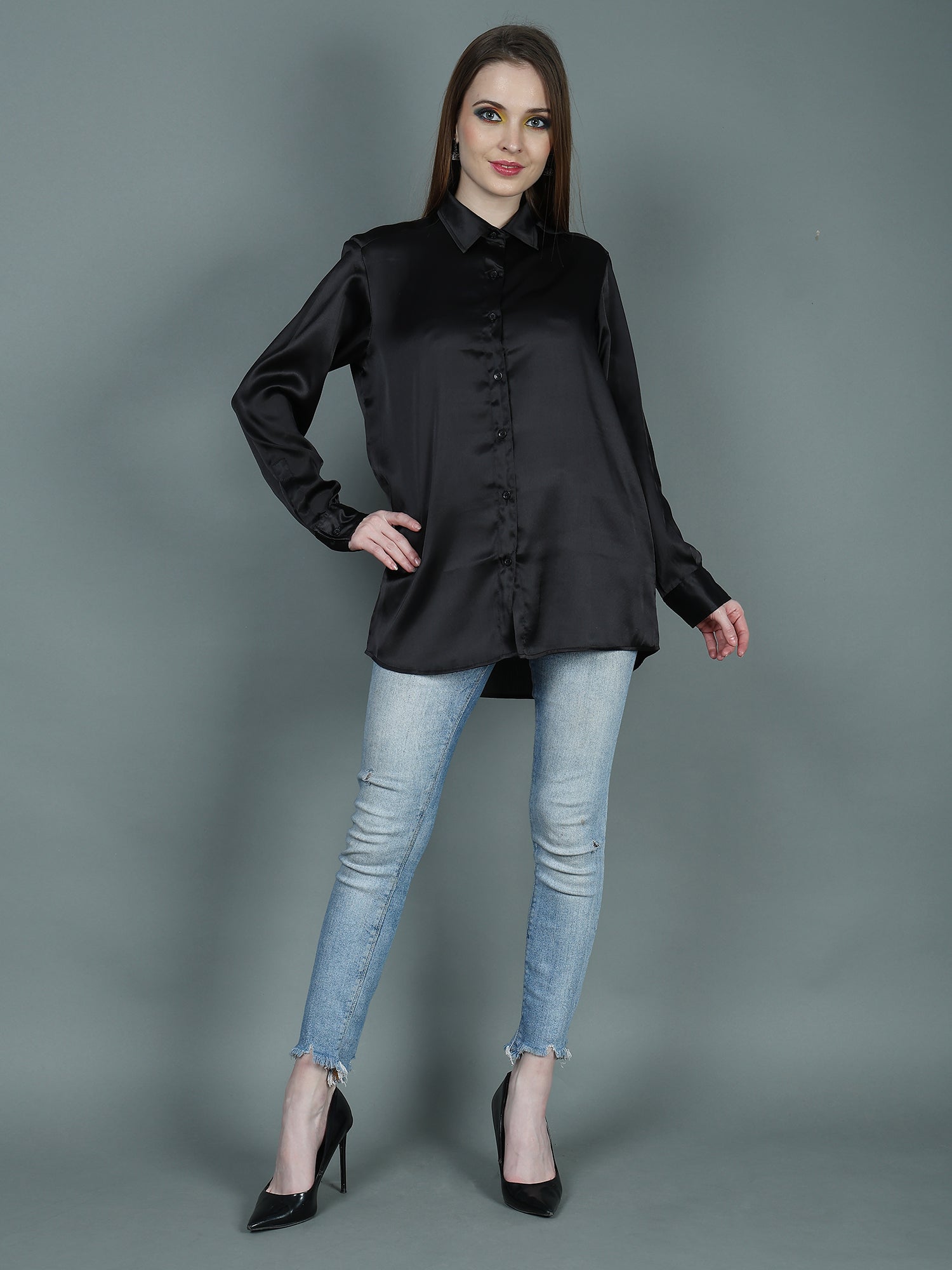 DESIGNER SATIN SHIRT FOR WOMEN