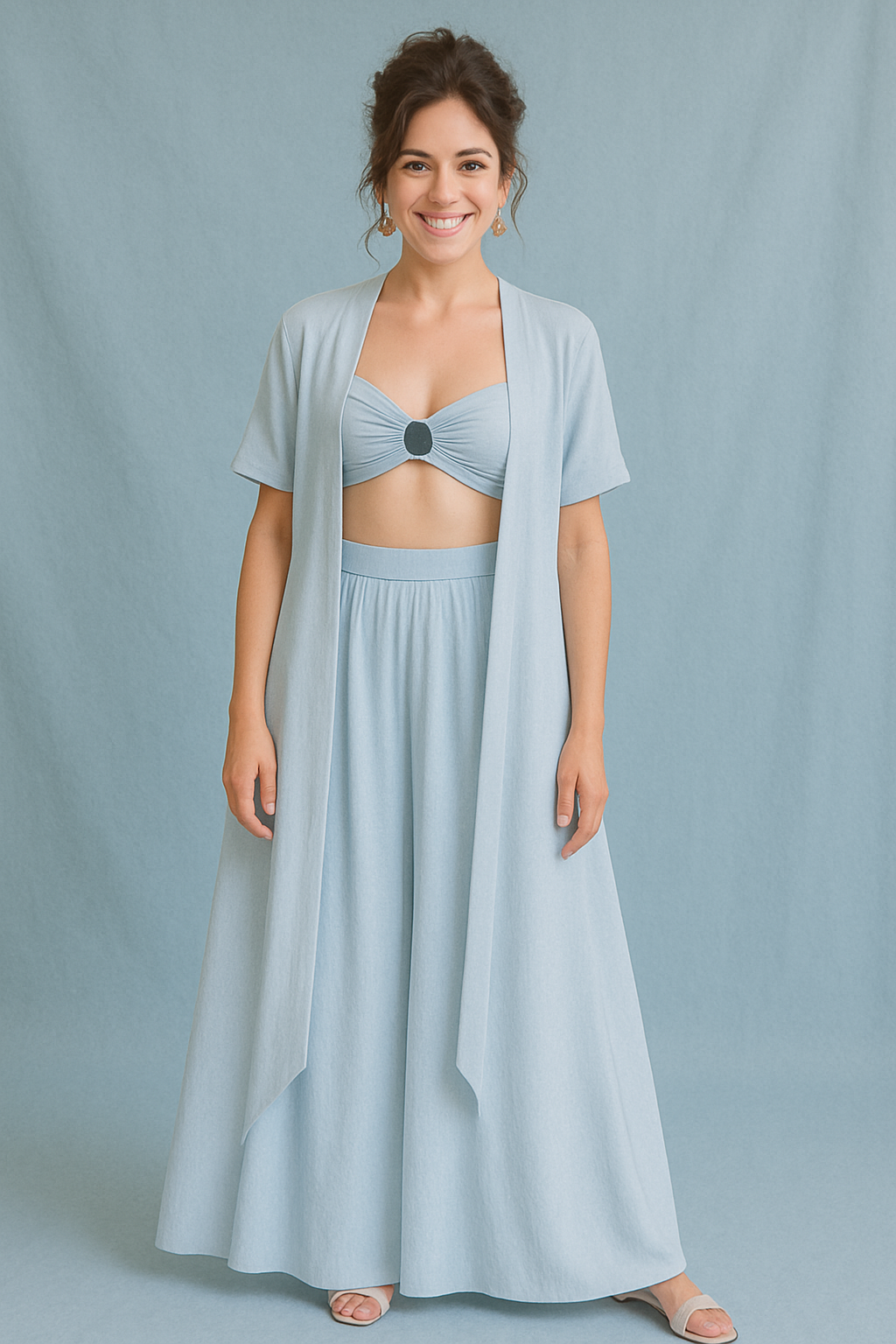 Emma Light Blue Three Piece With Skirt Dress