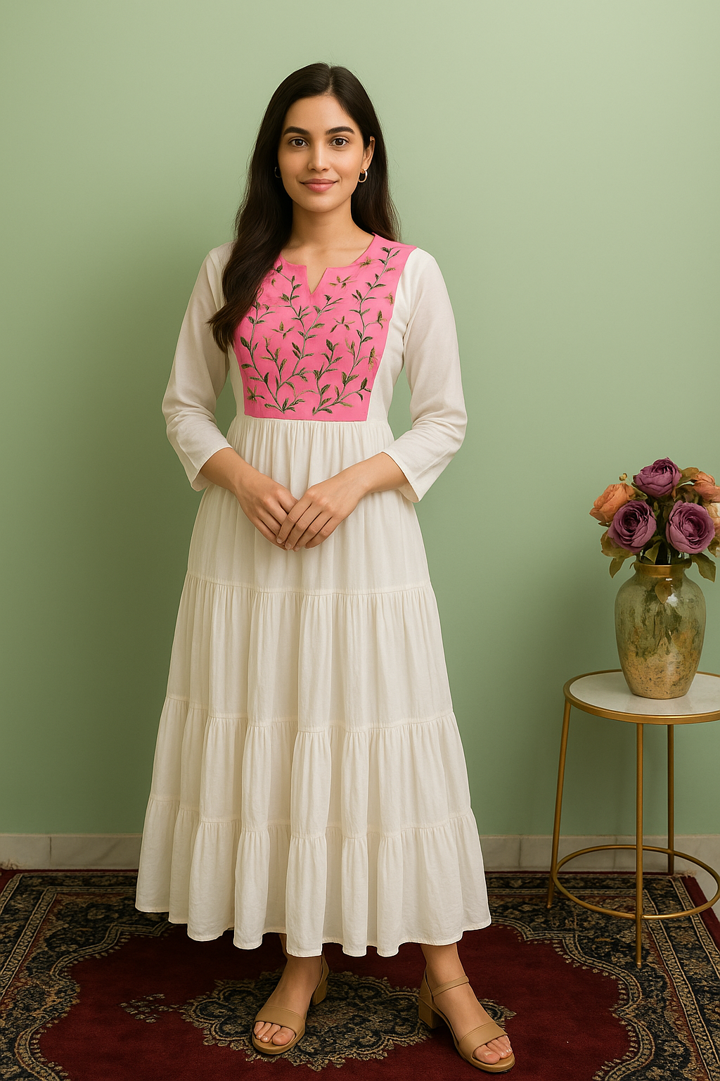 Zoe Floral Printed White Suit for Women
