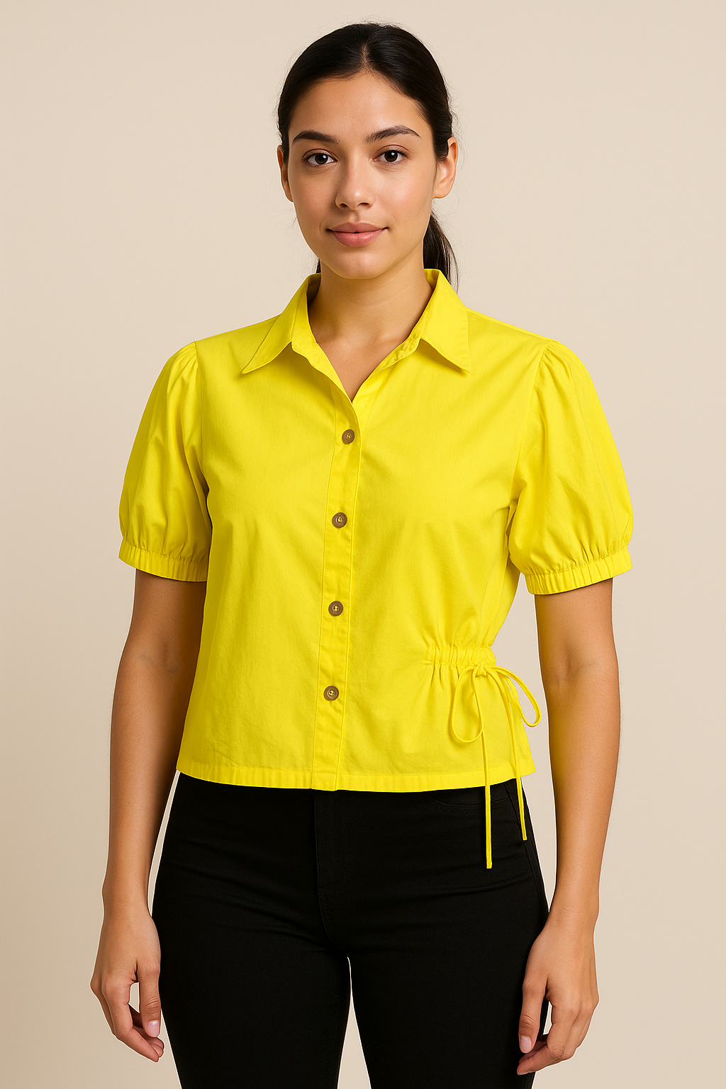 Charlotte Comfort Slim Fit Spread Collar Crop Casual Shirt
