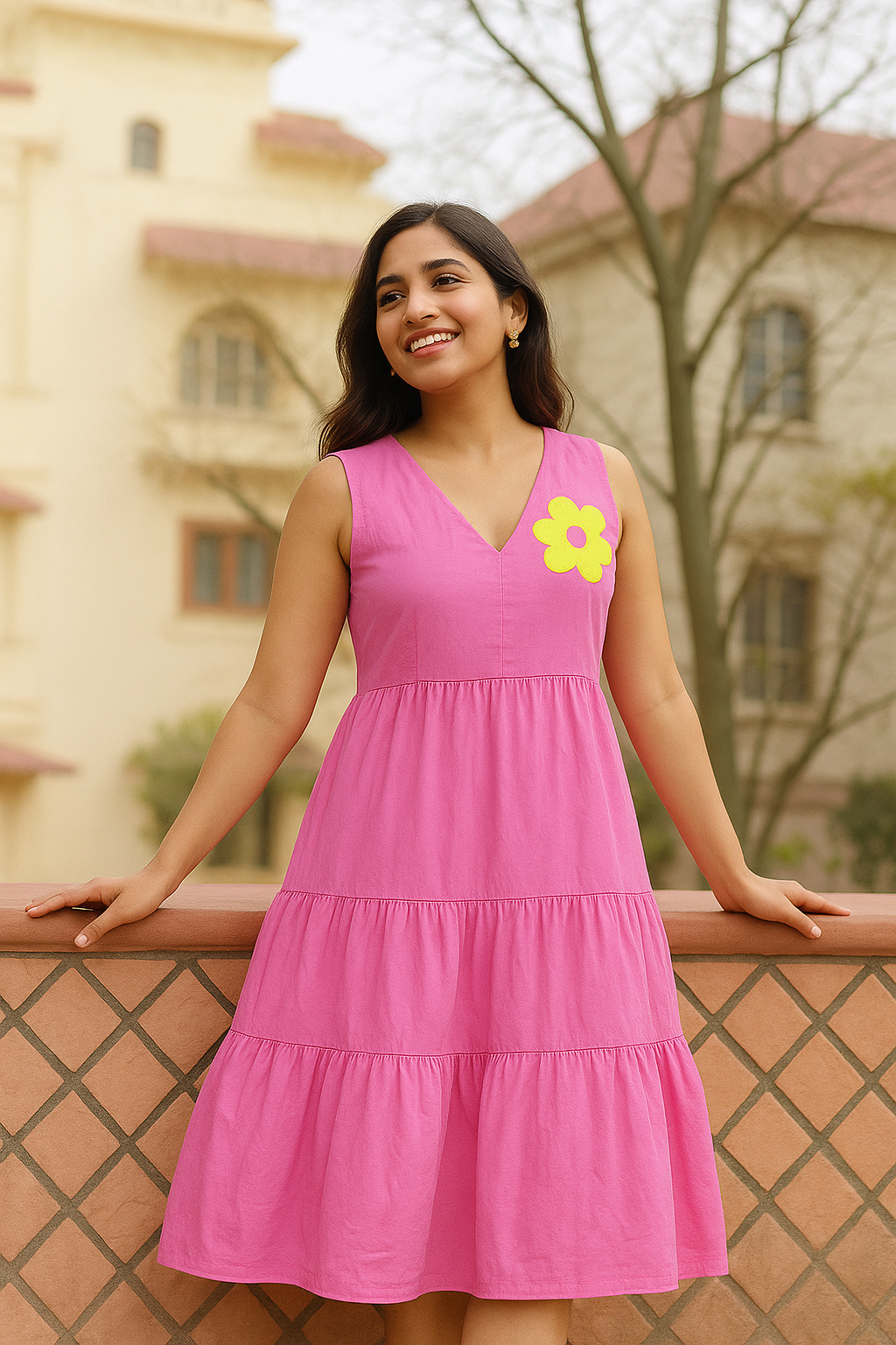 Grace Pink A-Line Tiered Dress