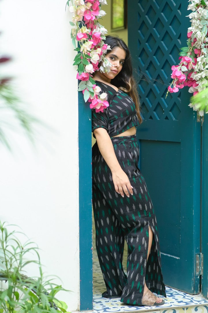 Summer Bloom Black Printed Co-ord Set for Women
