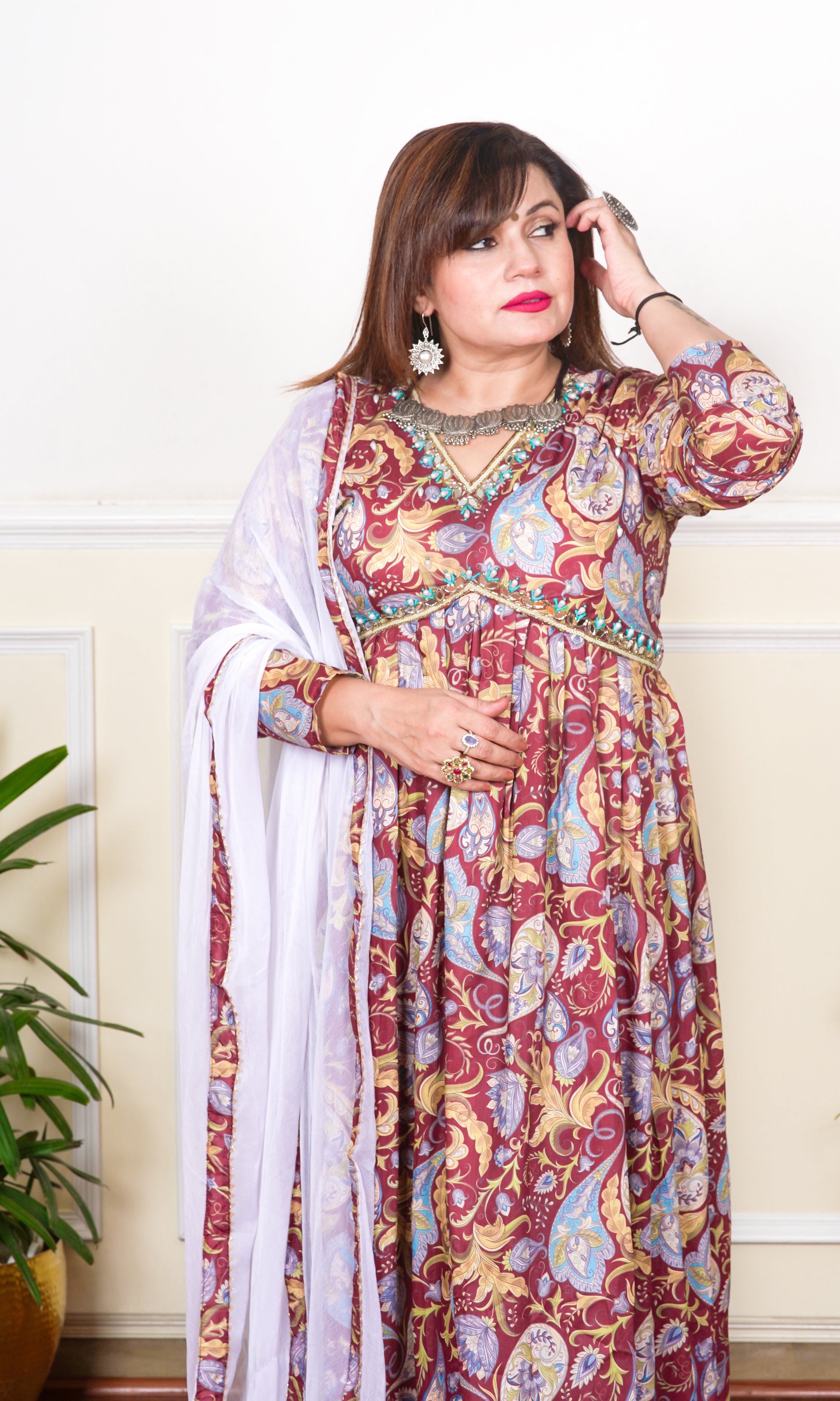 MULTICOLOURED PRINTED KURTA SET FOR WOMEN