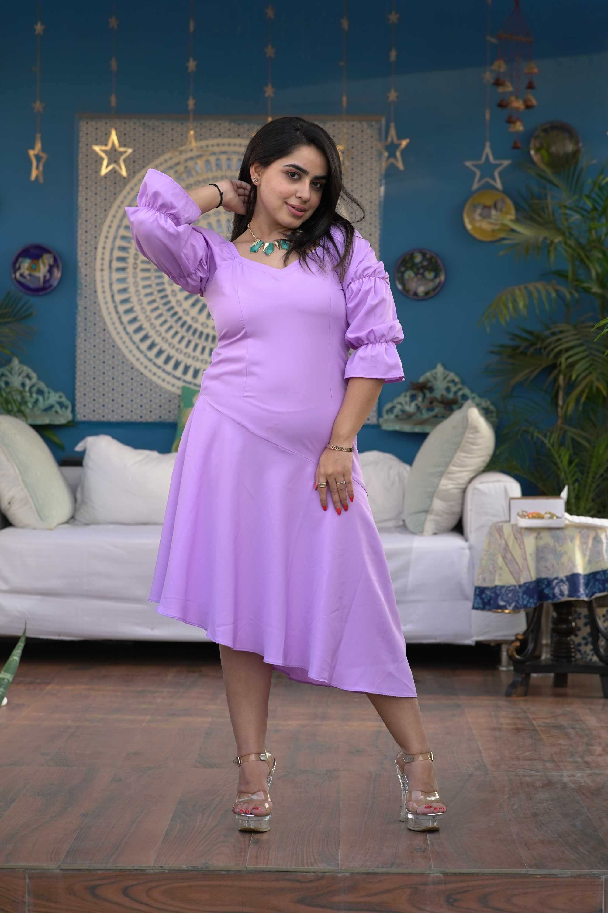 ZOE ASYMMETRICAL SWEETHEART NECK DRESS