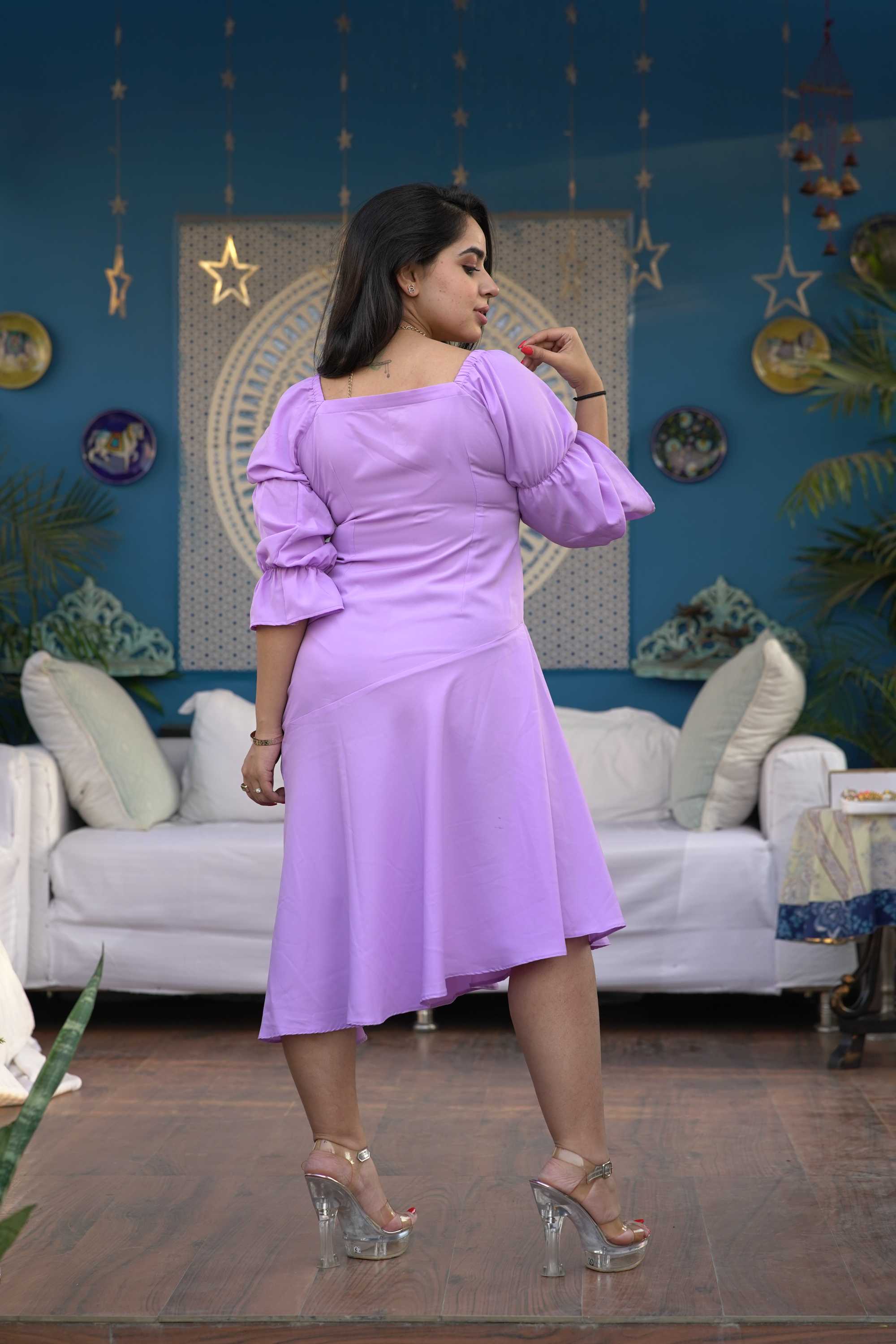ZOE ASYMMETRICAL SWEETHEART NECK DRESS