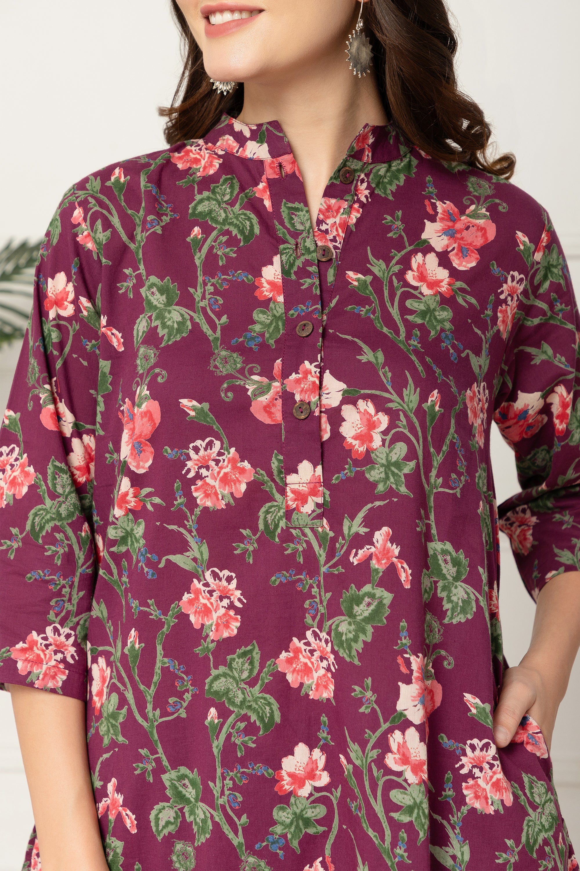 Polyxeni Floral Printed Purple Coord Set For Women