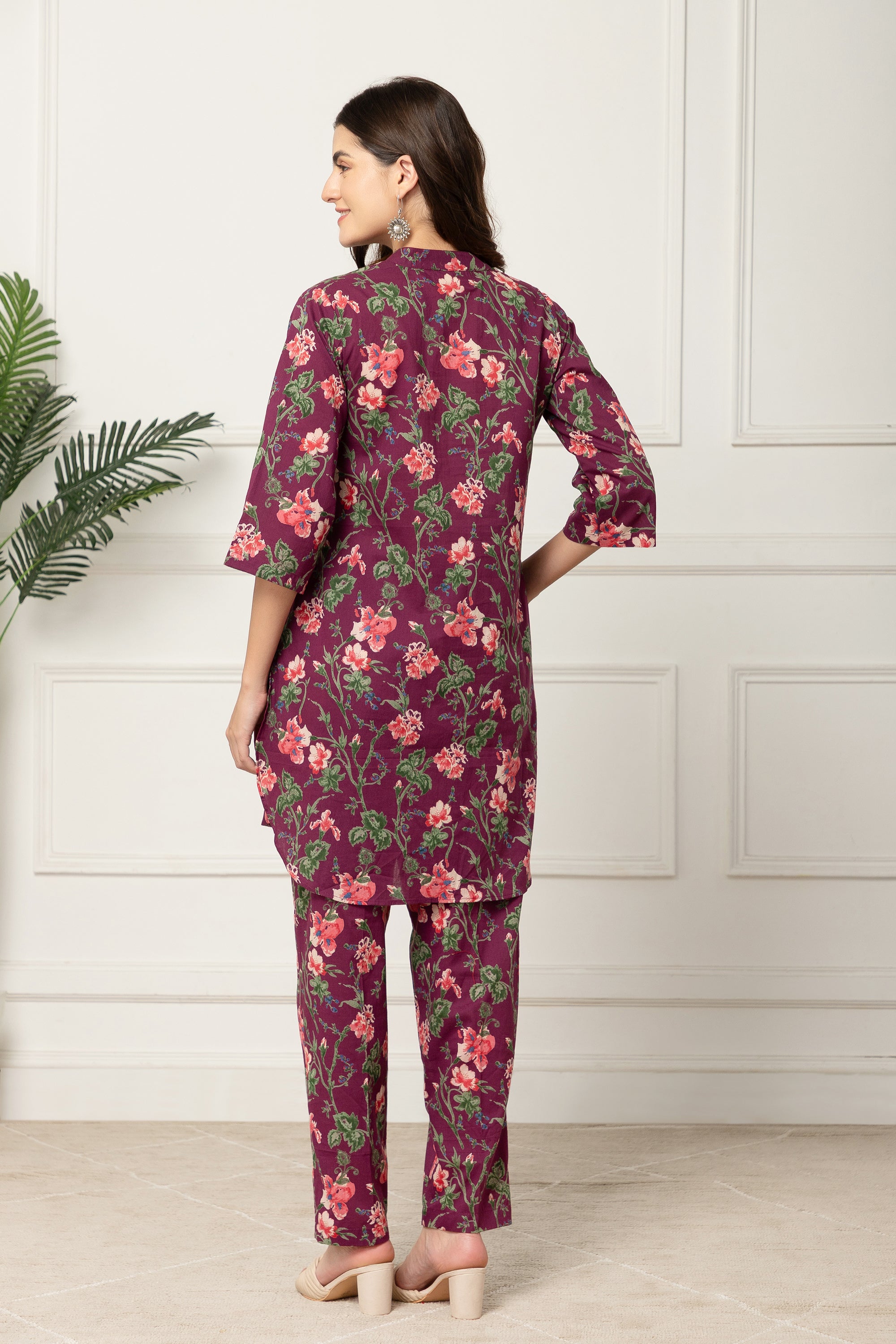 Polyxeni Floral Printed Purple Coord Set For Women