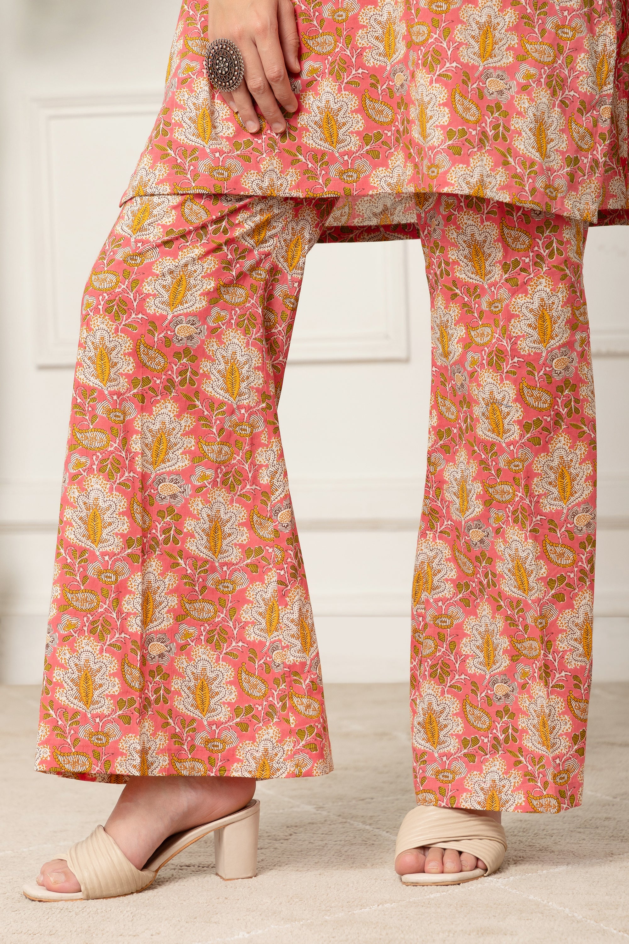 DAREIA FLORAL PRINTED PEACH COORD SET FOR WOMEN
