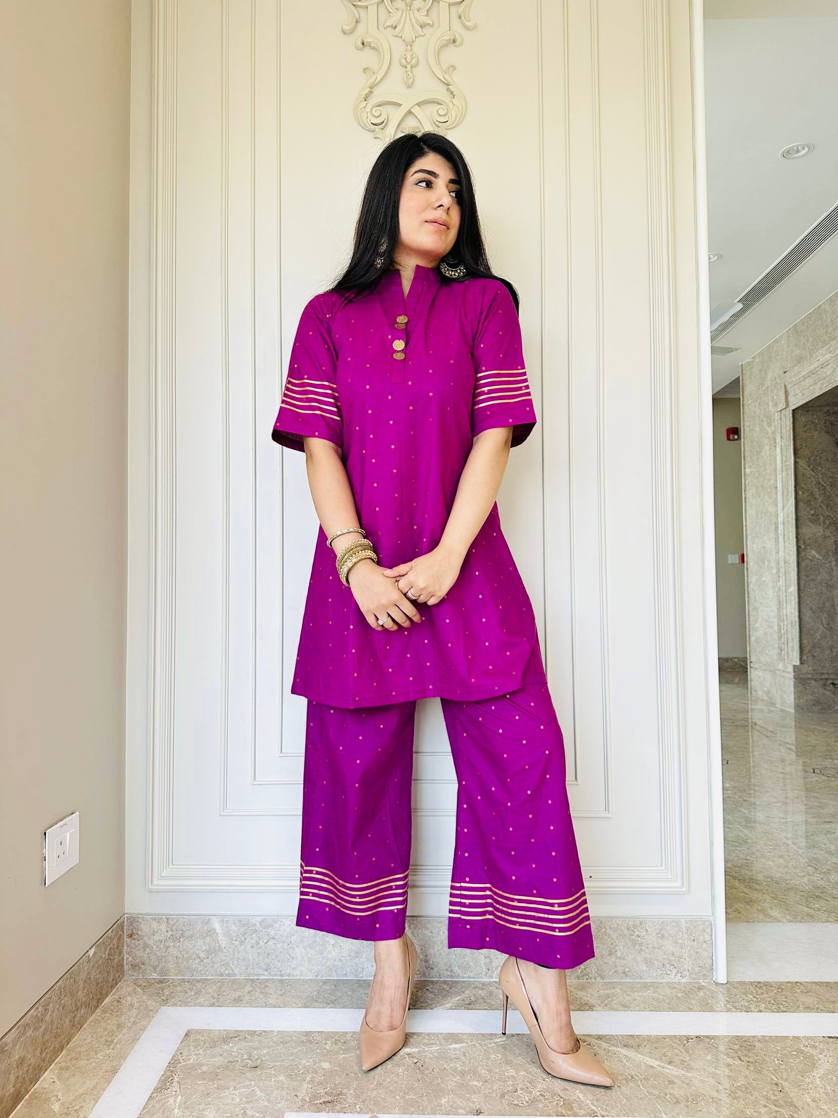 PURPLE KURTA PANT COORD SET FOR WOMEN