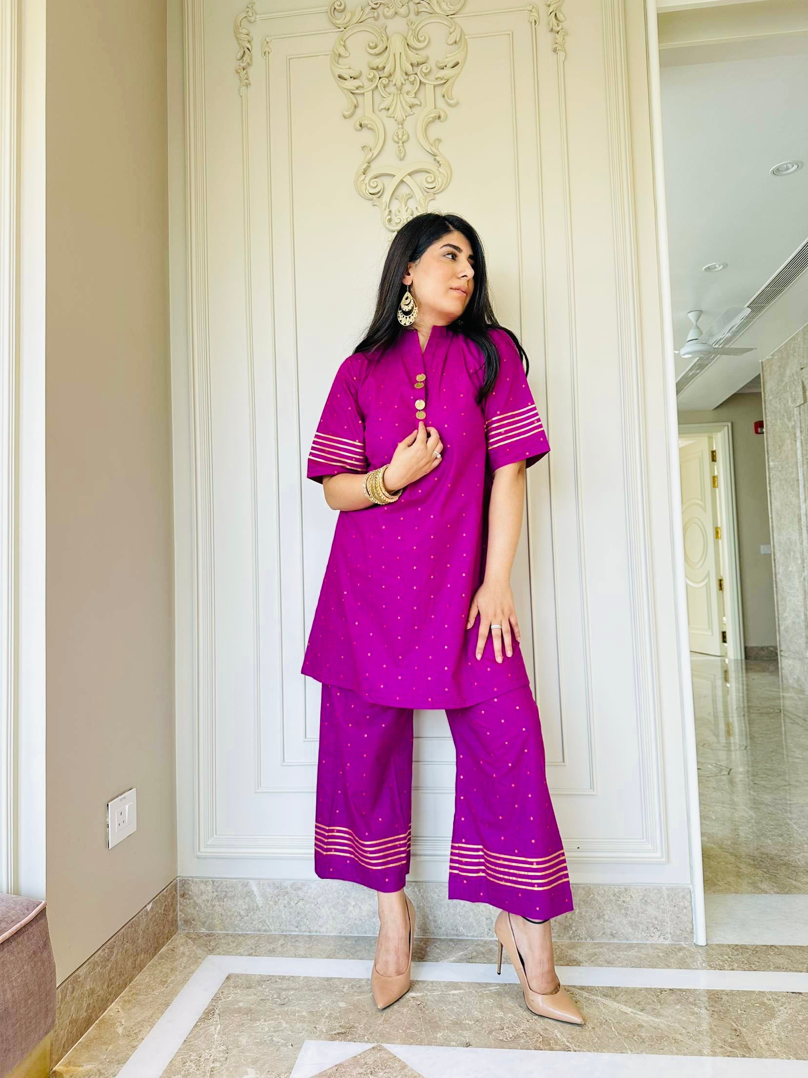 PURPLE KURTA PANT COORD SET FOR WOMEN