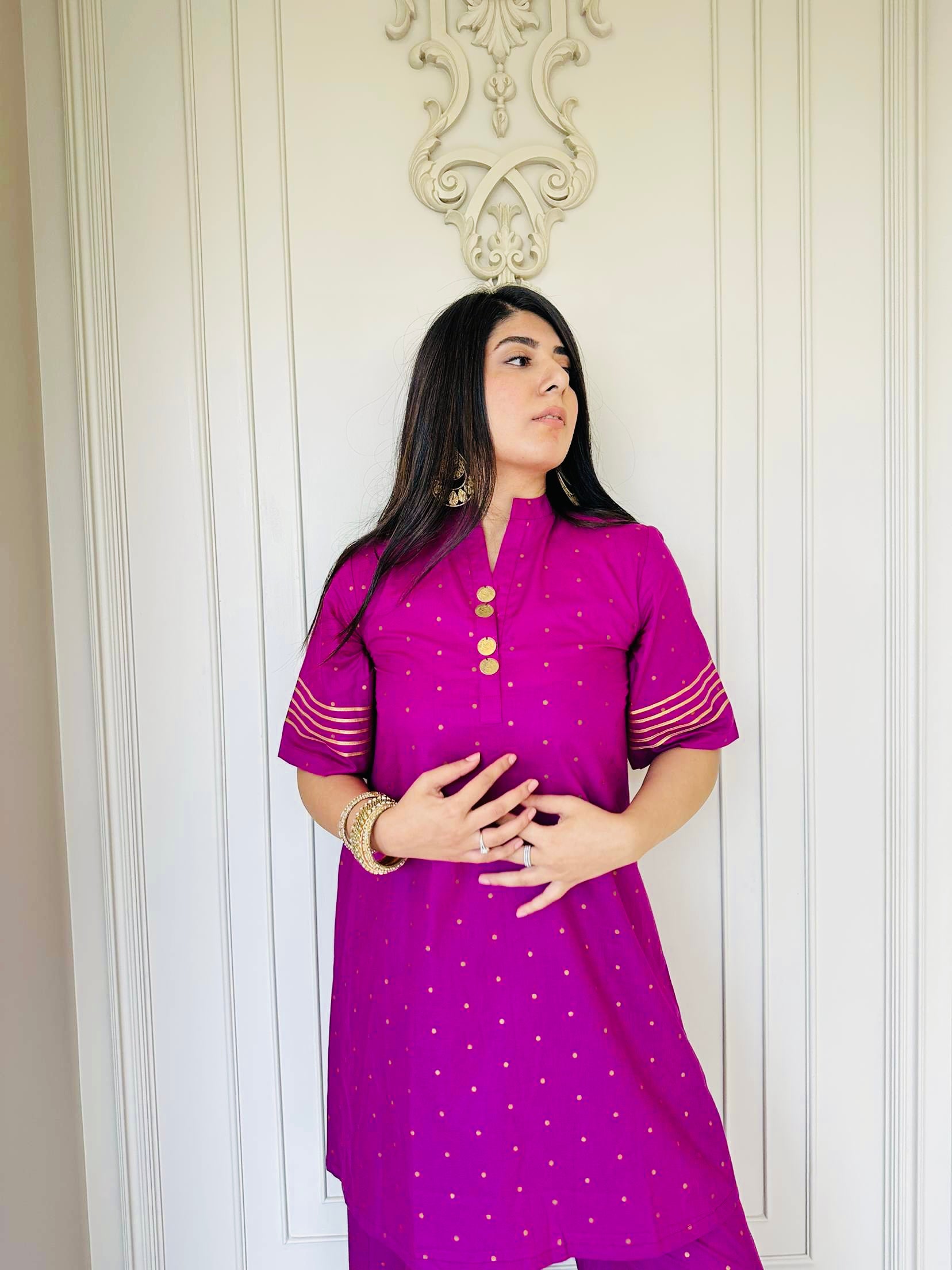 PURPLE KURTA PANT COORD SET FOR WOMEN