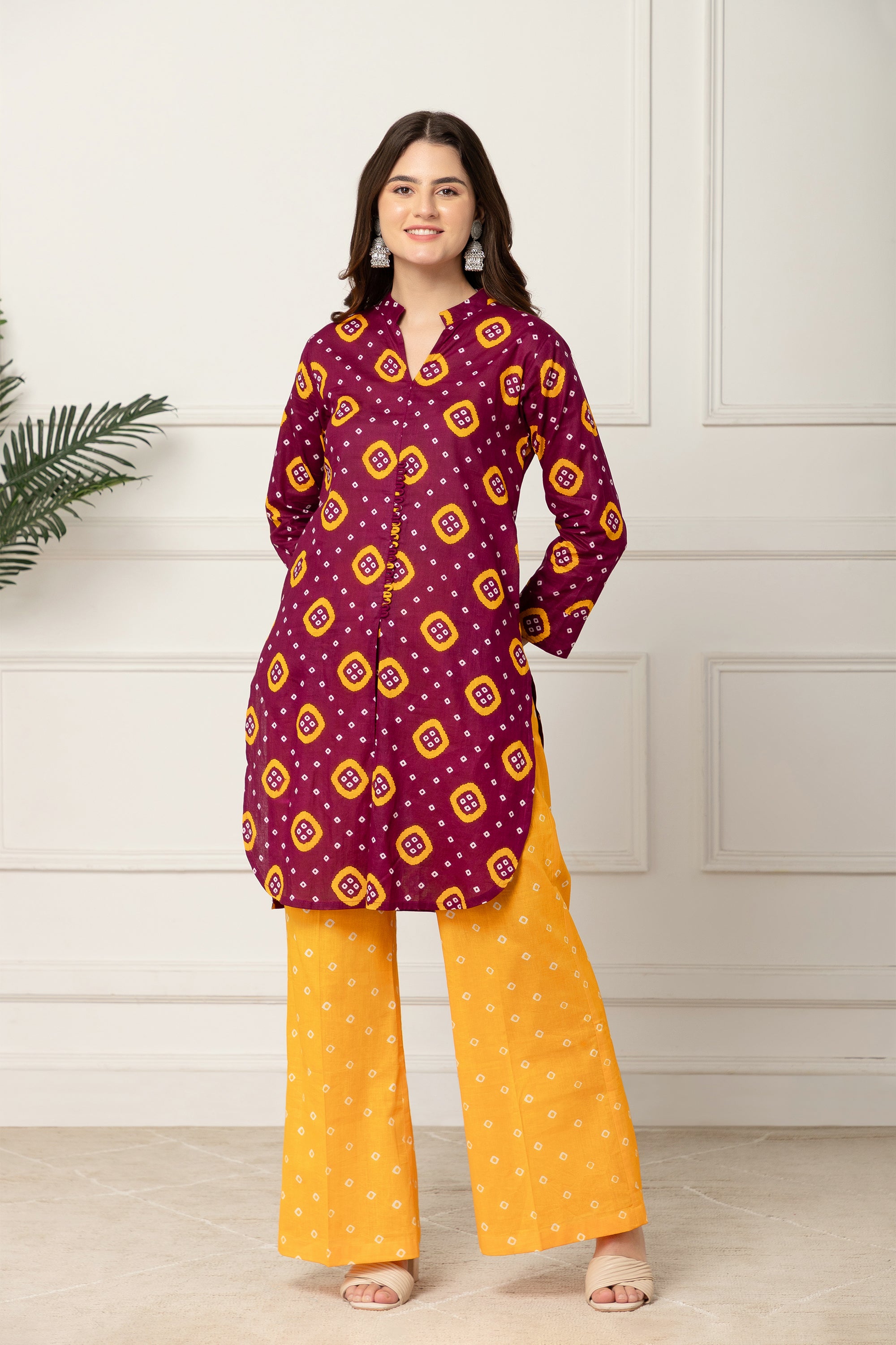 Ismini Maroon Bandhani Printed Coord Set For Women