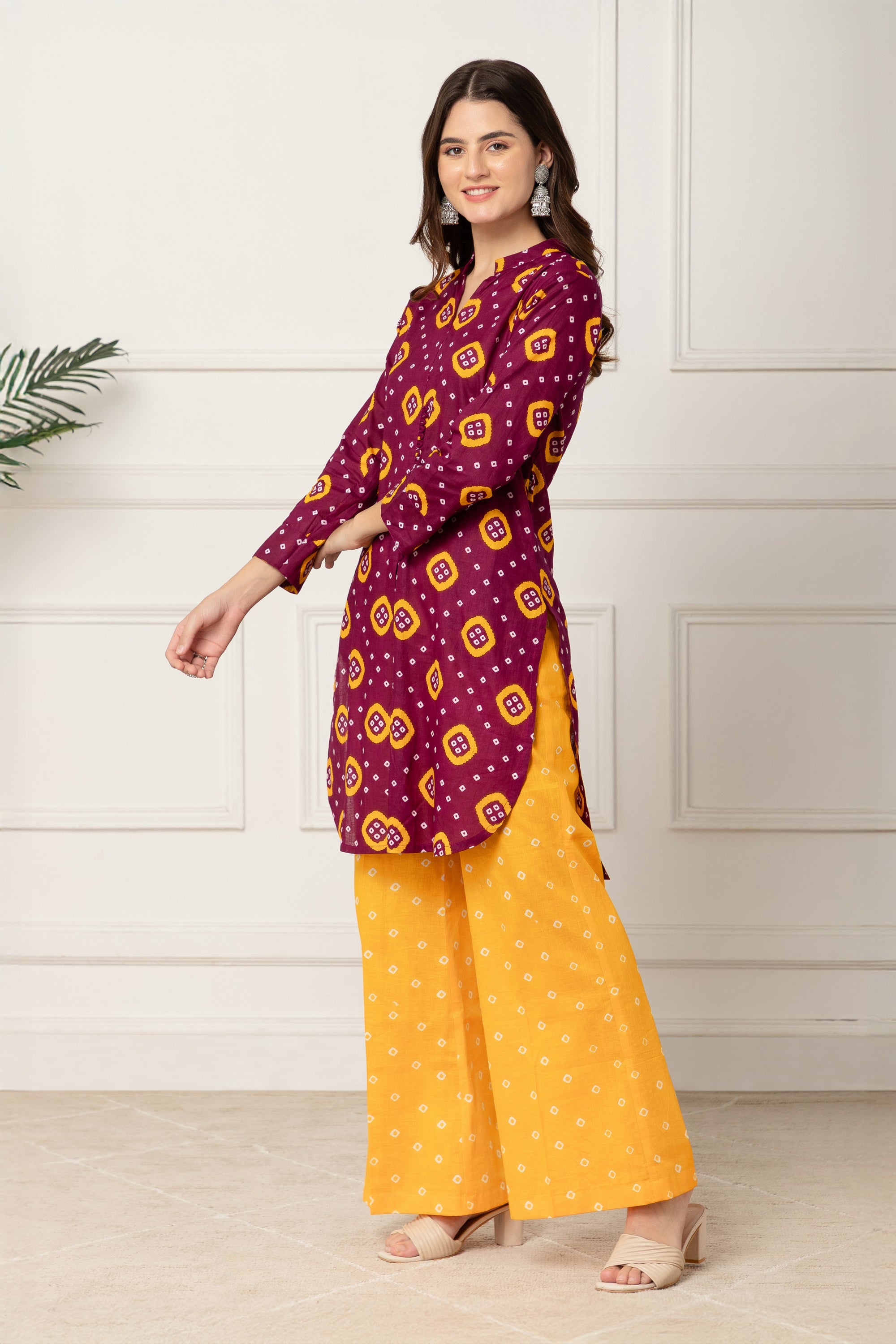 Ismini Maroon Bandhani Printed Coord Set For Women