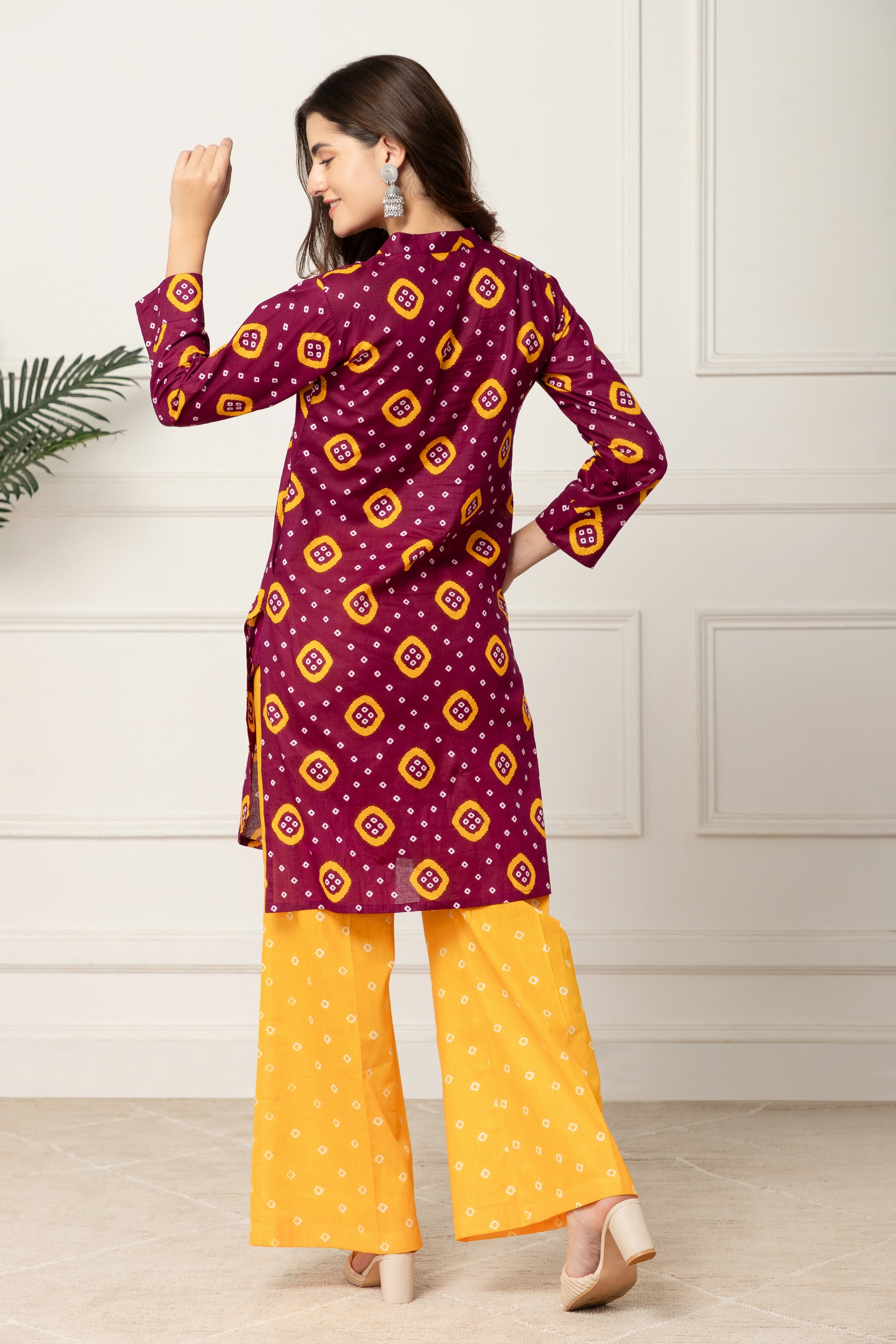 Ismini Maroon Bandhani Printed Coord Set For Women
