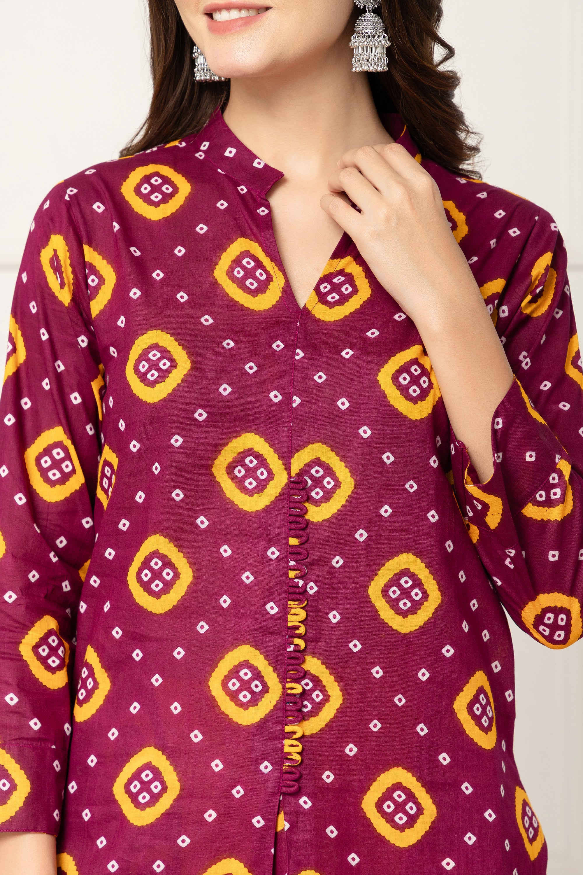 Ismini Maroon Bandhani Printed Coord Set For Women