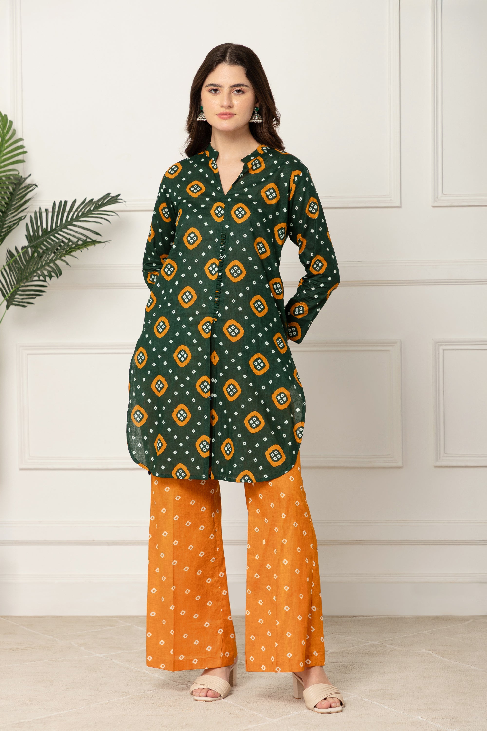 Nomiki GREEN BANDHANI PRINTED COORD SET FOR WOMEN