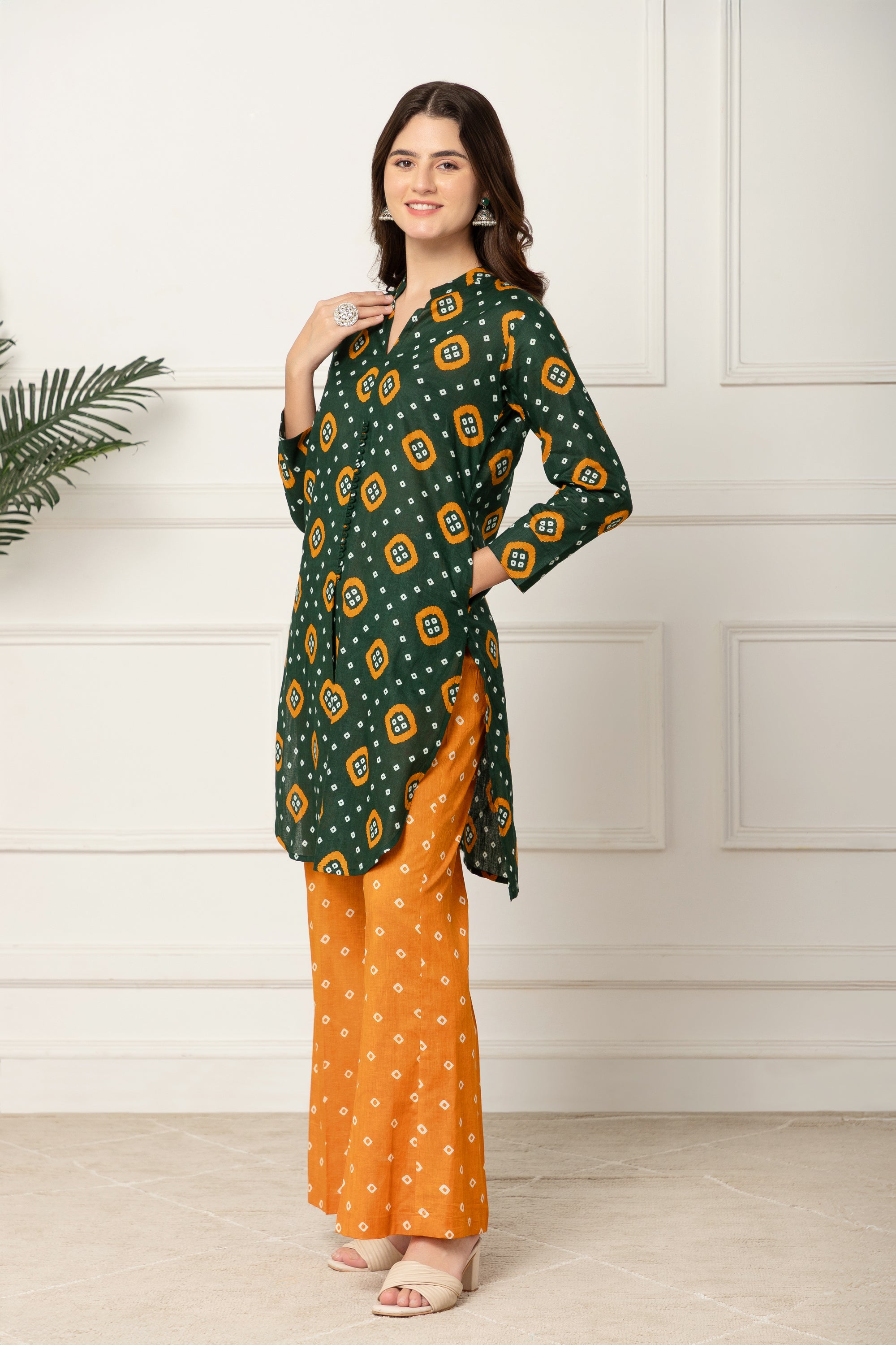 Nomiki GREEN BANDHANI PRINTED COORD SET FOR WOMEN