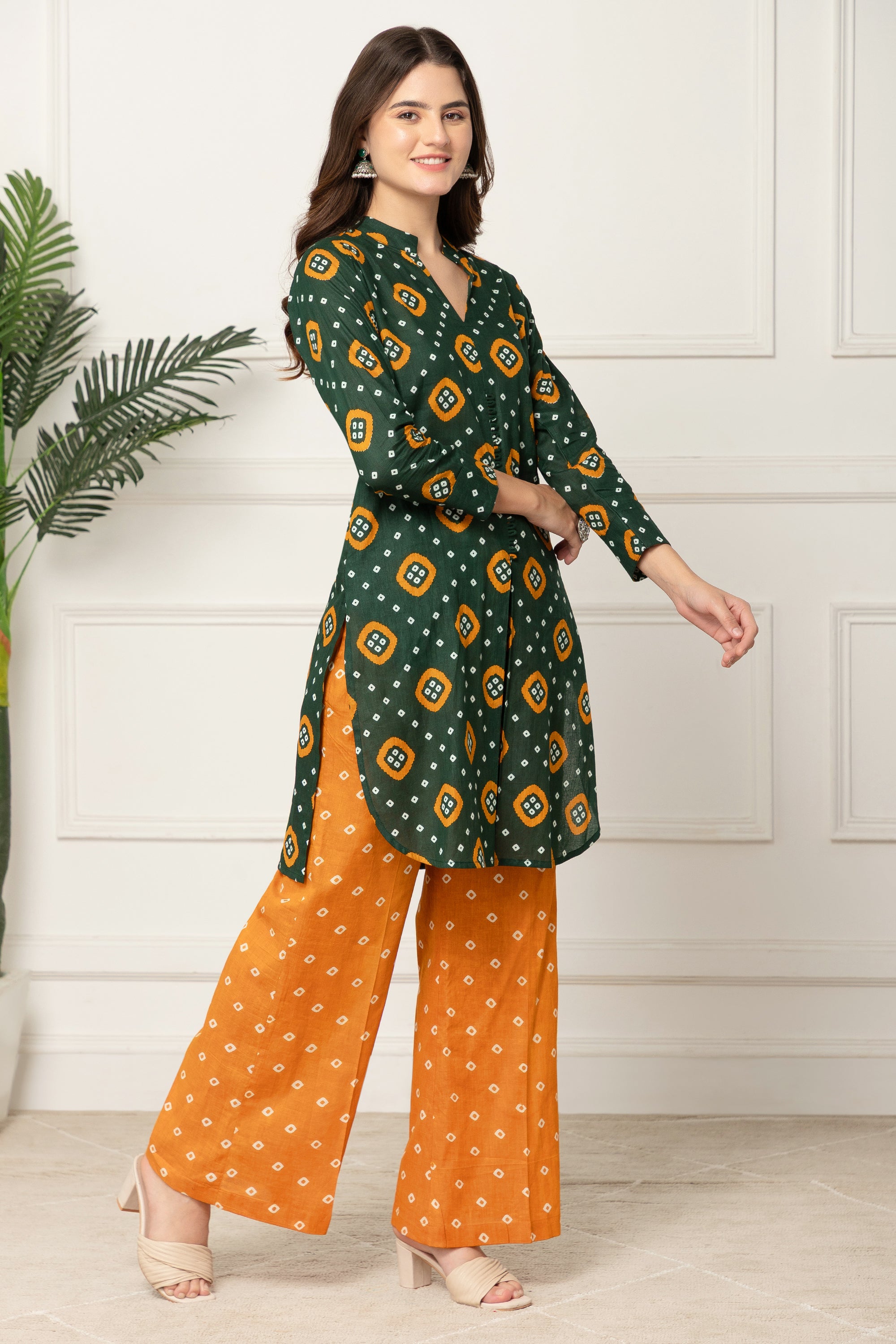 Nomiki GREEN BANDHANI PRINTED COORD SET FOR WOMEN