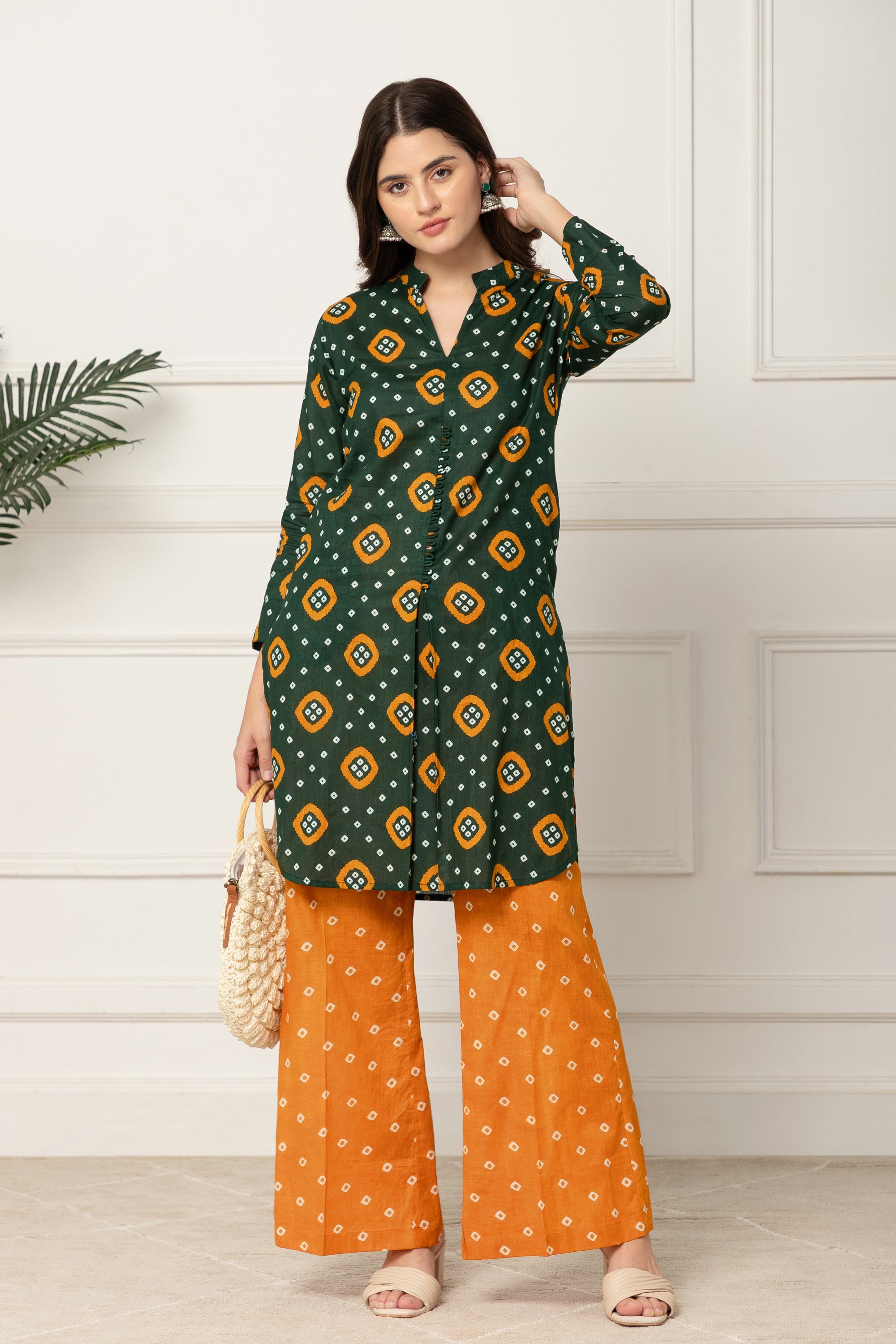 Nomiki GREEN BANDHANI PRINTED COORD SET FOR WOMEN