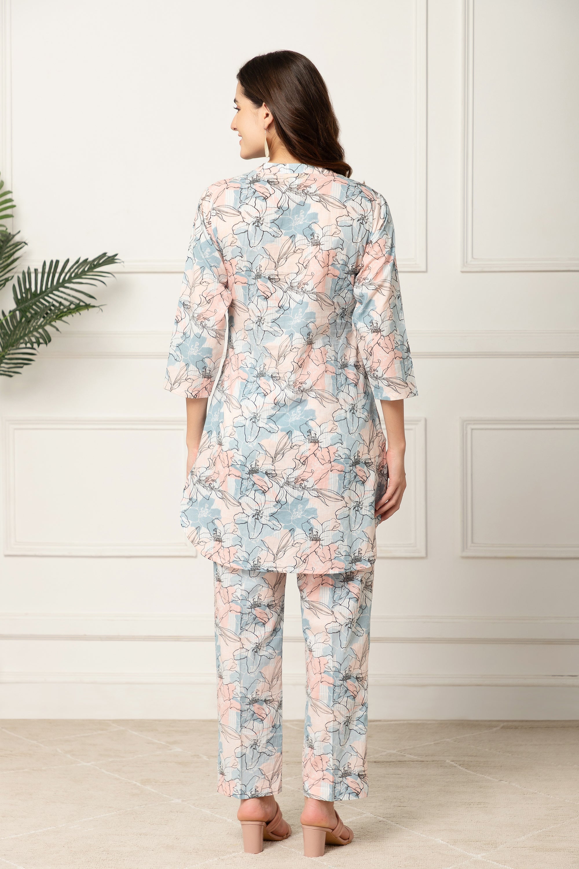 Dimitra White Printed Coord Set For Women