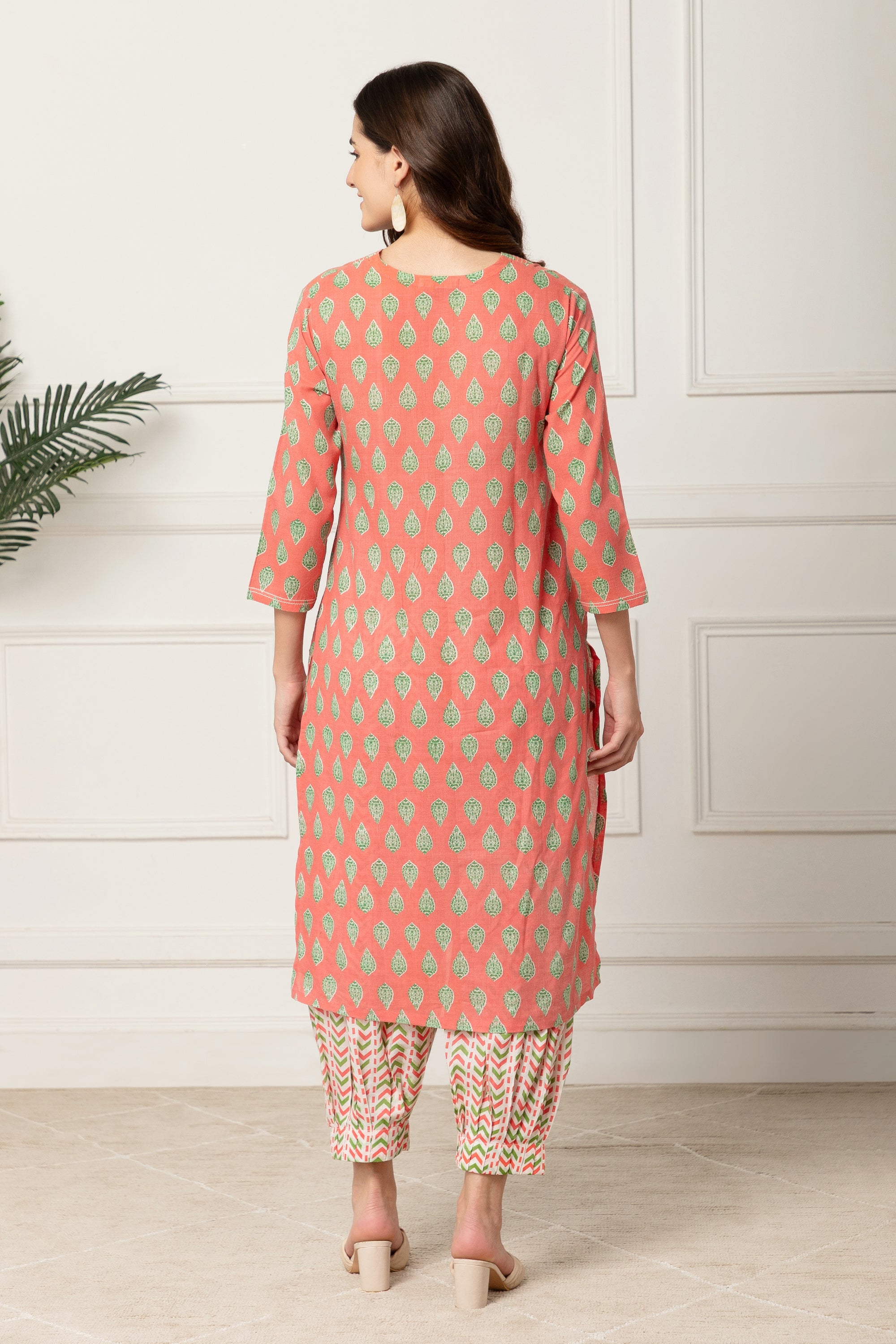 Domna Pink Floral Printed Cotton Coord Set For Women