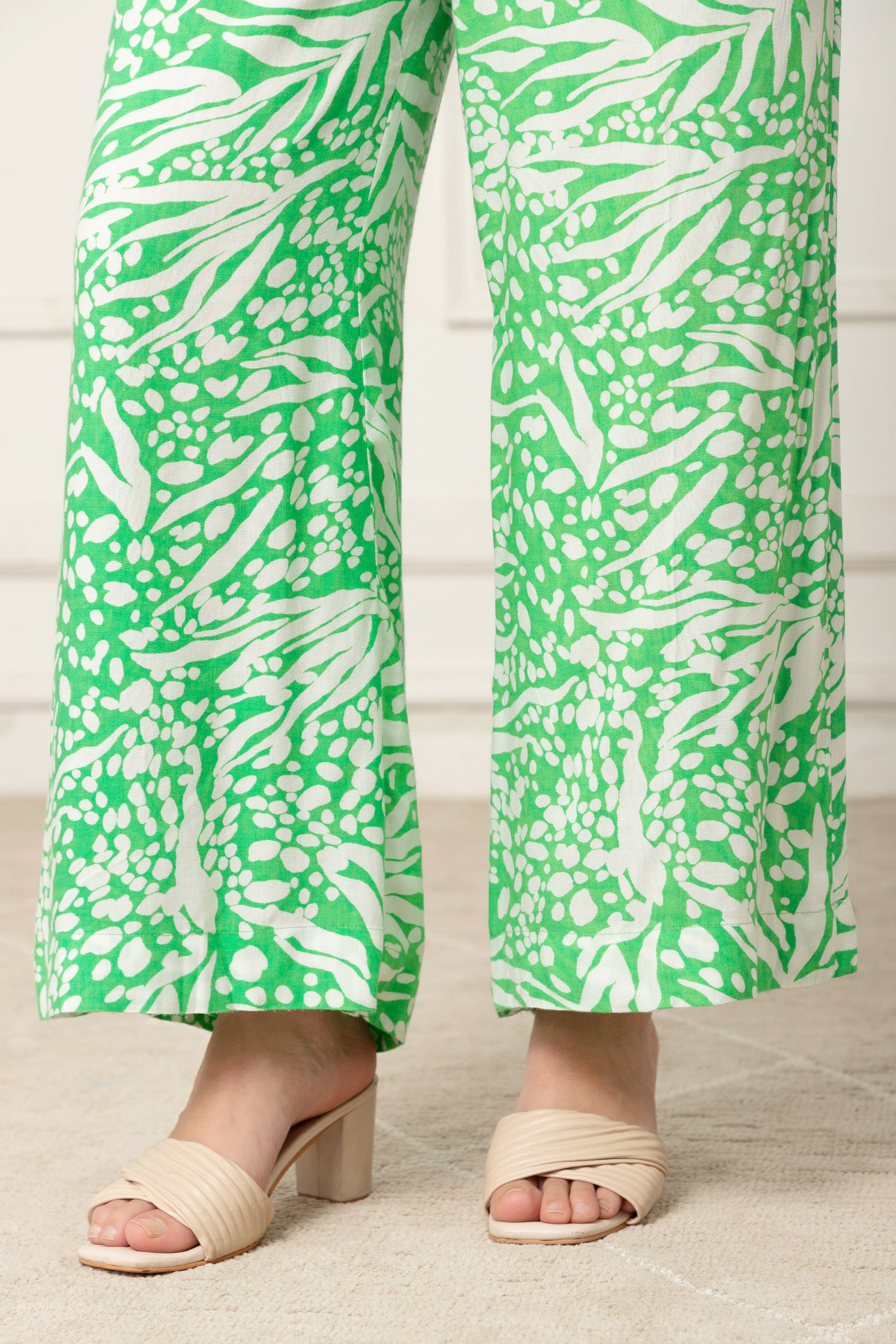 Rhea Green and White Printed Coord Set For Women