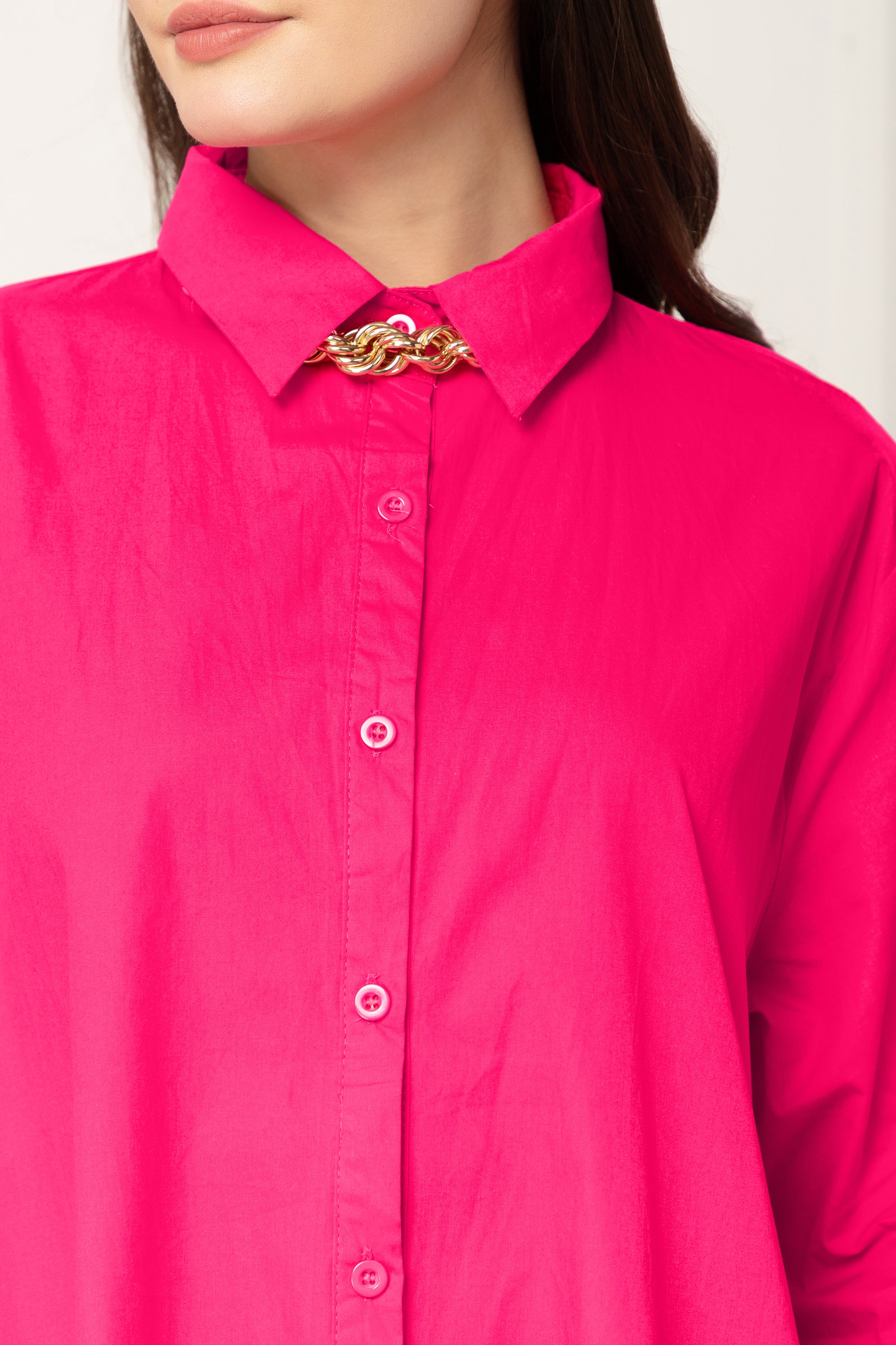 PETUNIA PINK FLARED COTTON LONG DRESS FOR WOMEN