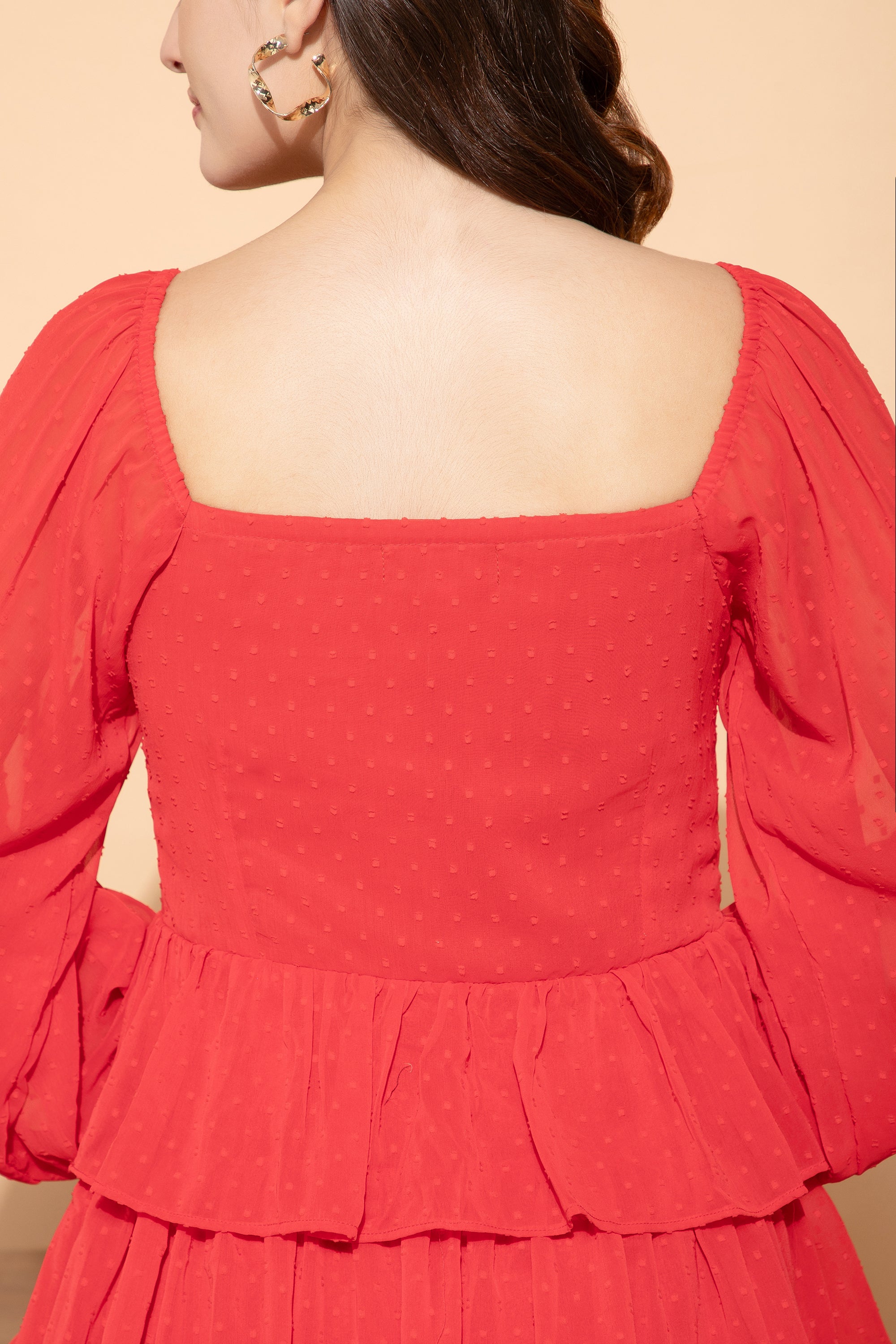 Zinovia Red Western Short Dress For Women