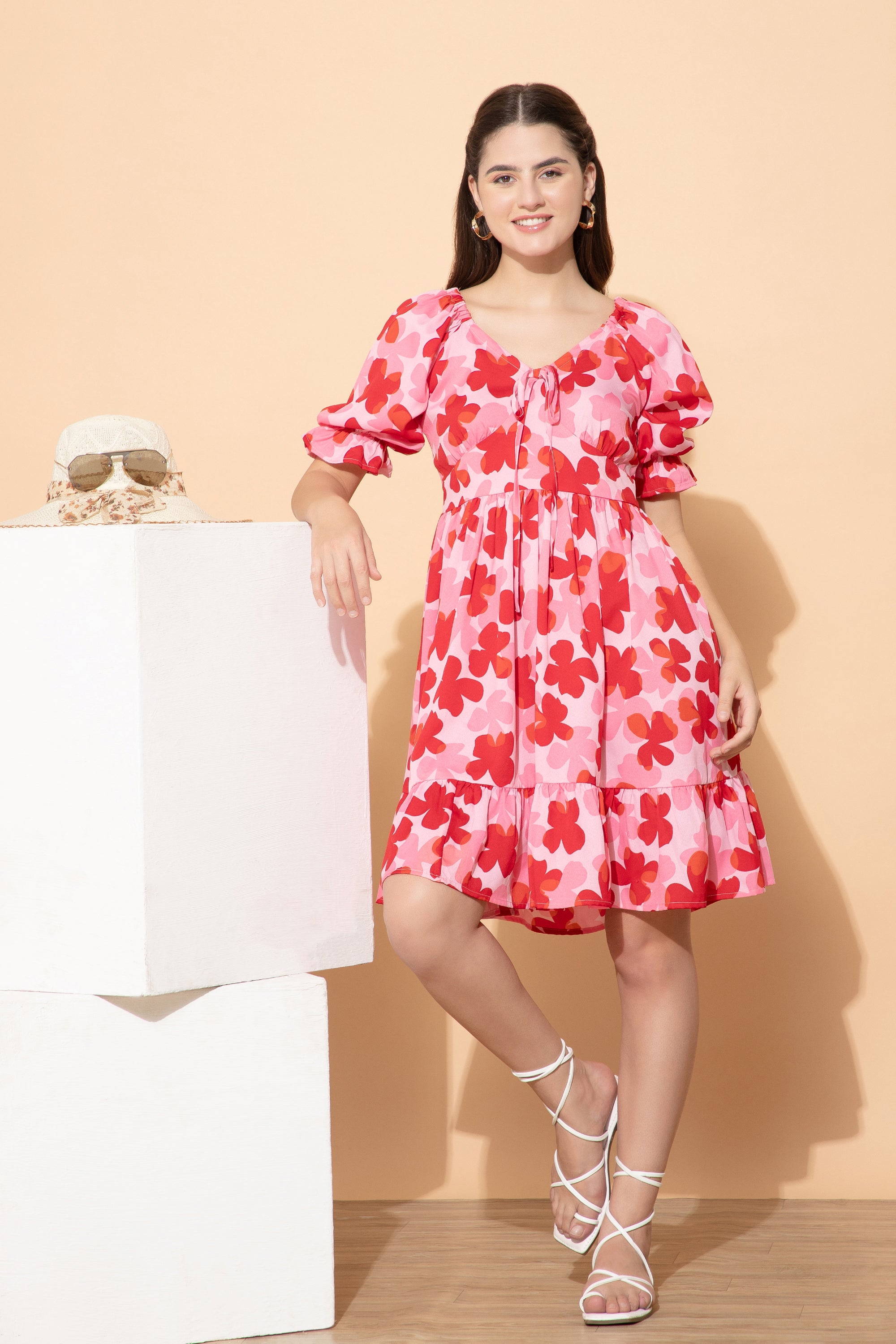 Aliki Multi Colour Floral Print Western Dress For Women