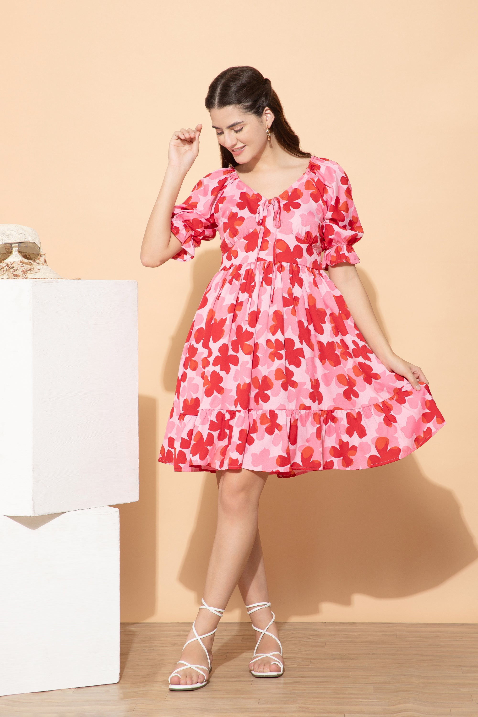 Aliki Multi Colour Floral Print Western Dress For Women