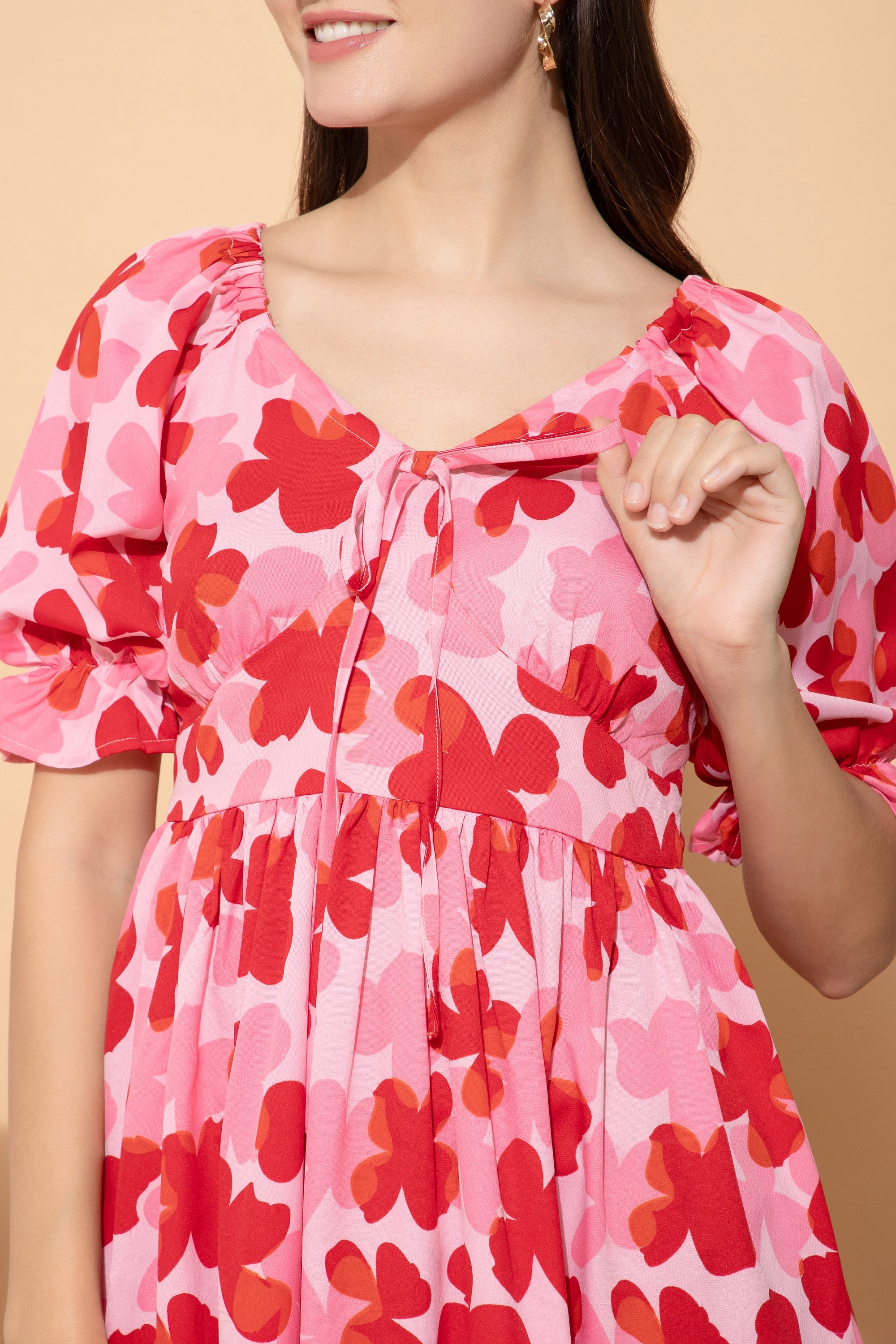Aliki Multi Colour Floral Print Western Dress For Women