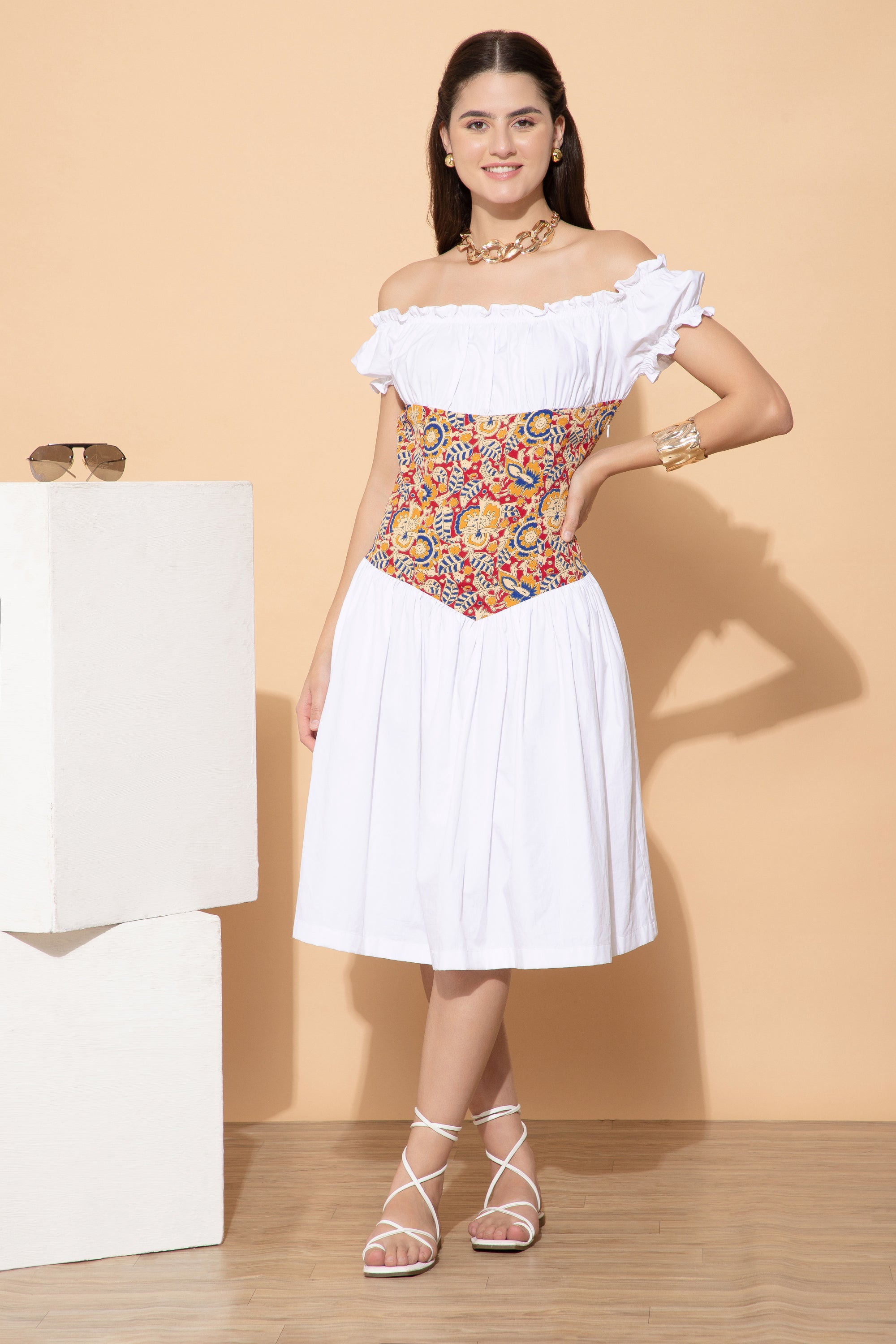 Pablina White Western Dress For Women