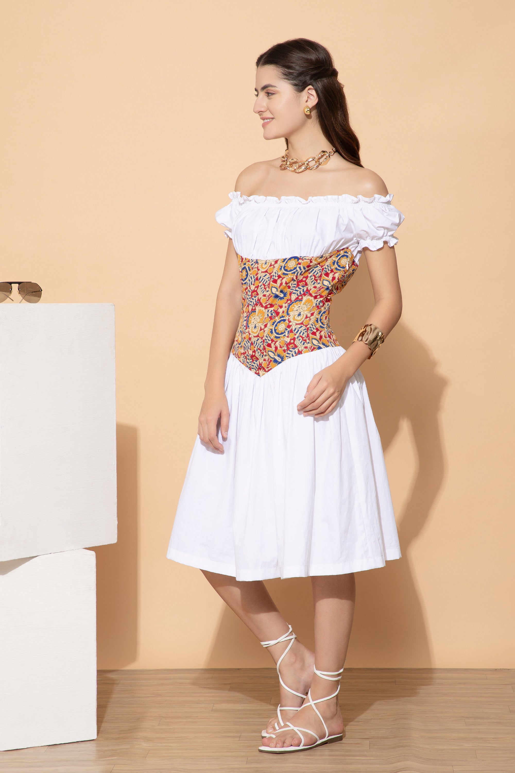 Pablina White Western Dress For Women