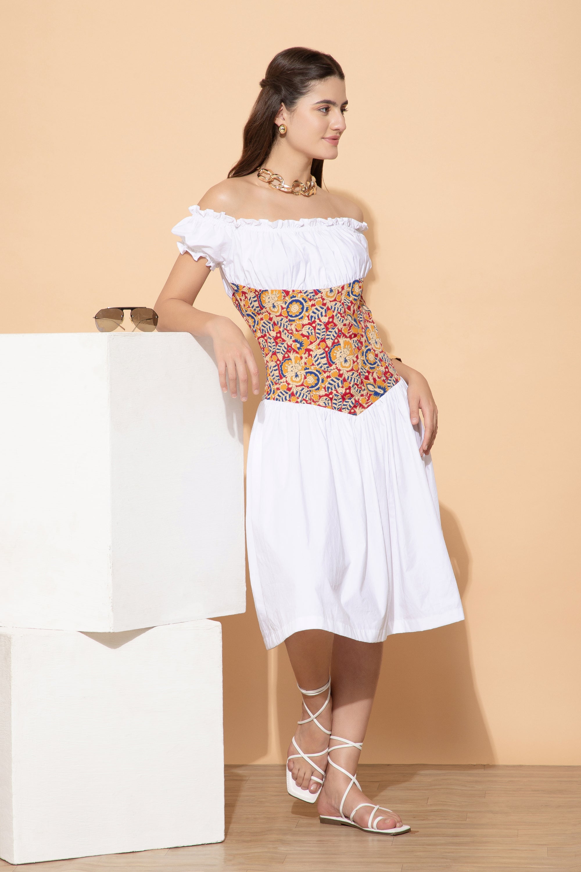 Pablina White Western Dress For Women