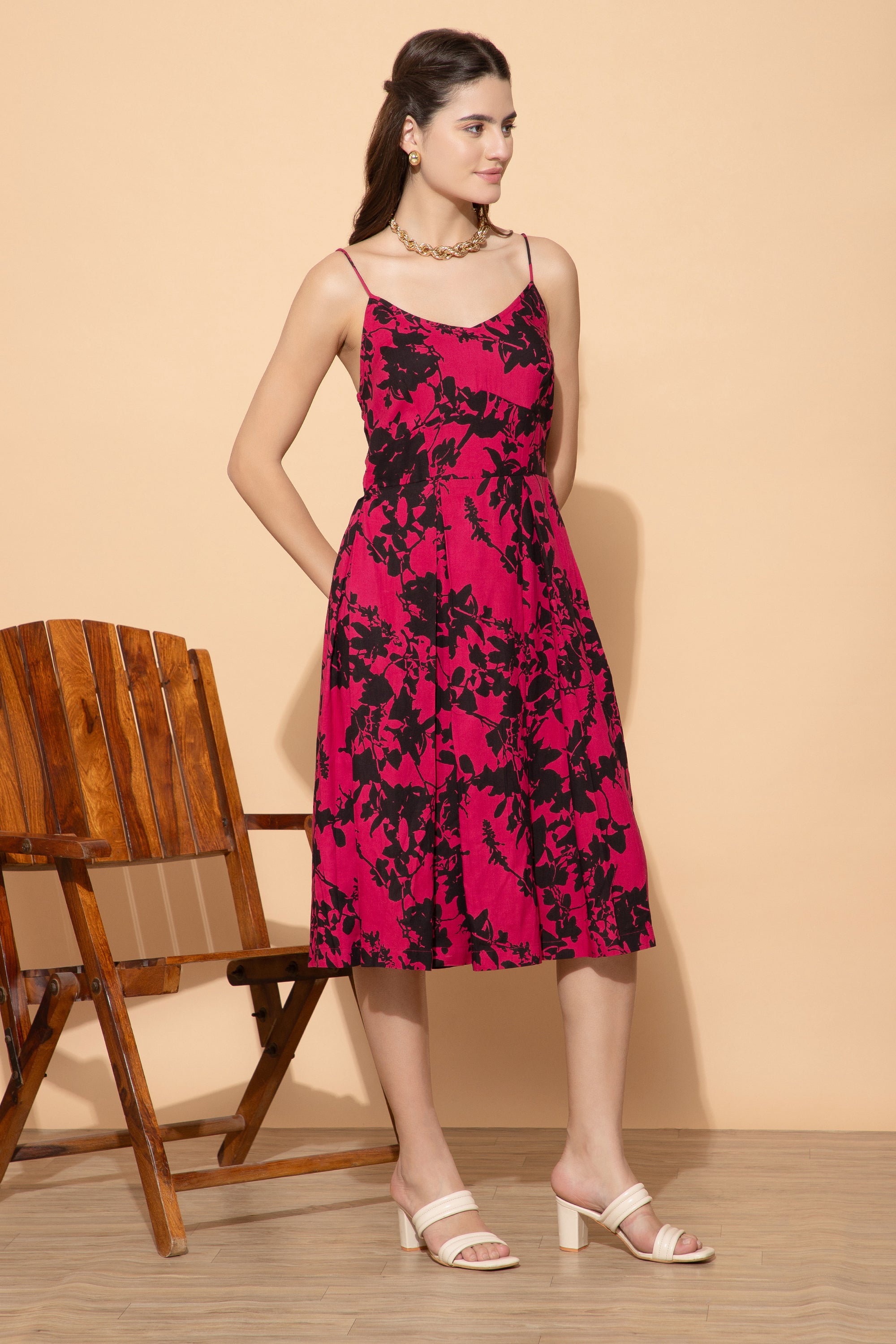 Viktoria Multi Colour Floral Printed Western Dress For Women